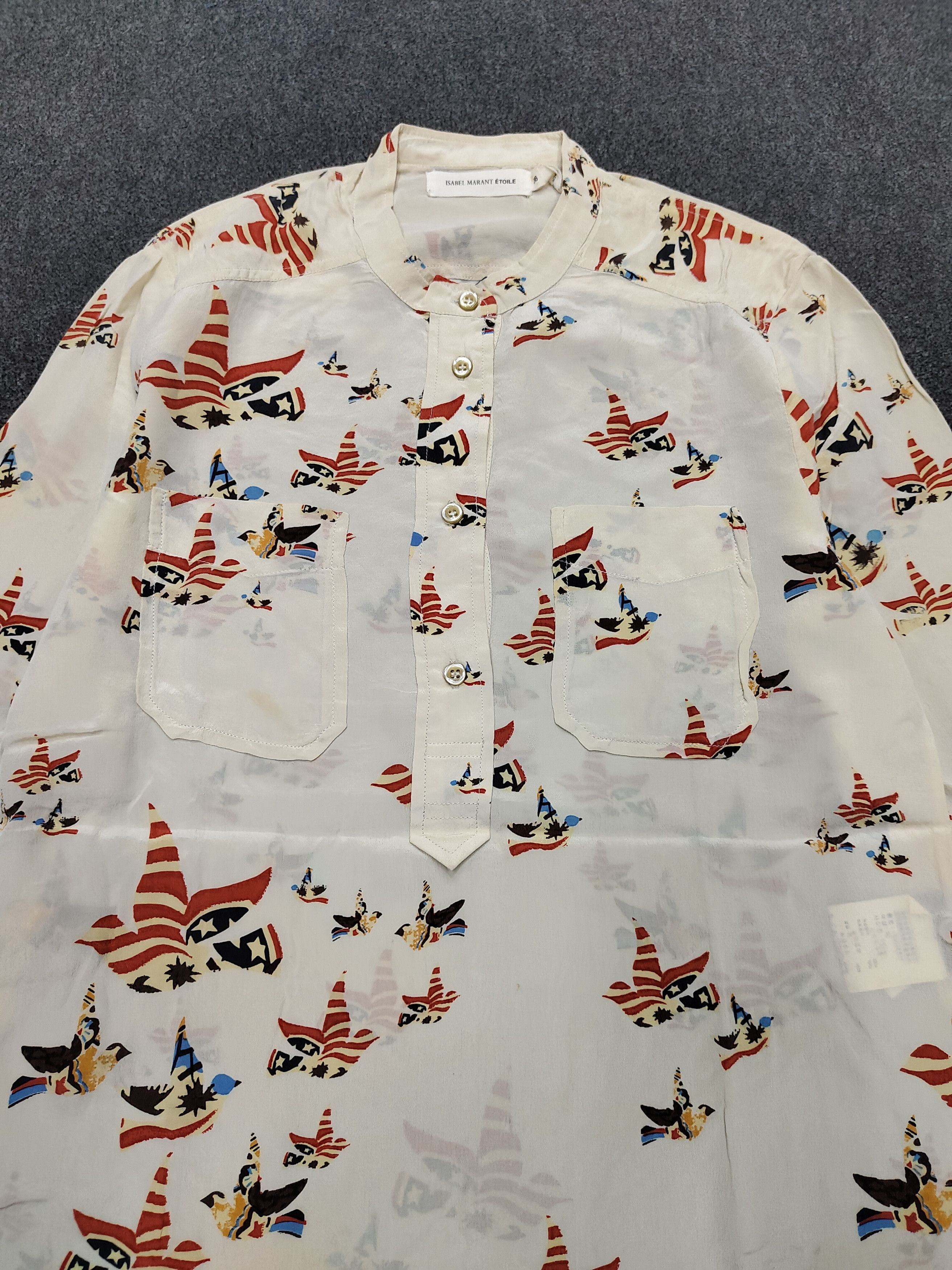 Isabel Marant Isabel Marant Étoile- Silk Folk Graphic Printed Blouse Size S / US 4 / IT 40 - 6 Thumbnail