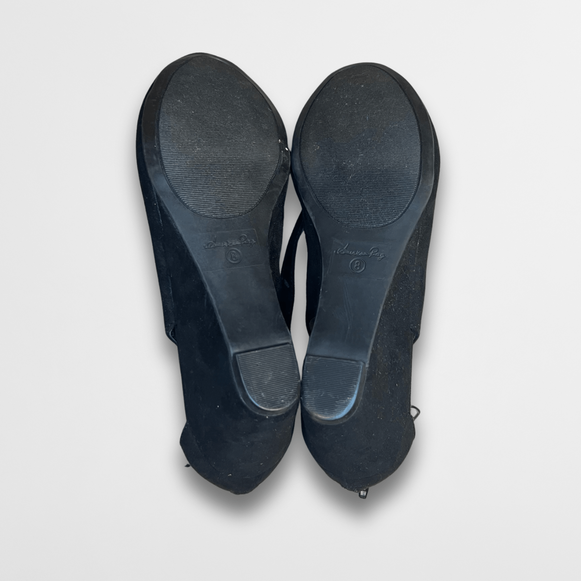 American Rag American Rag Black Suede Low Wedges With Zipper Back Closure Size US 8 / IT 38 - 5 Thumbnail