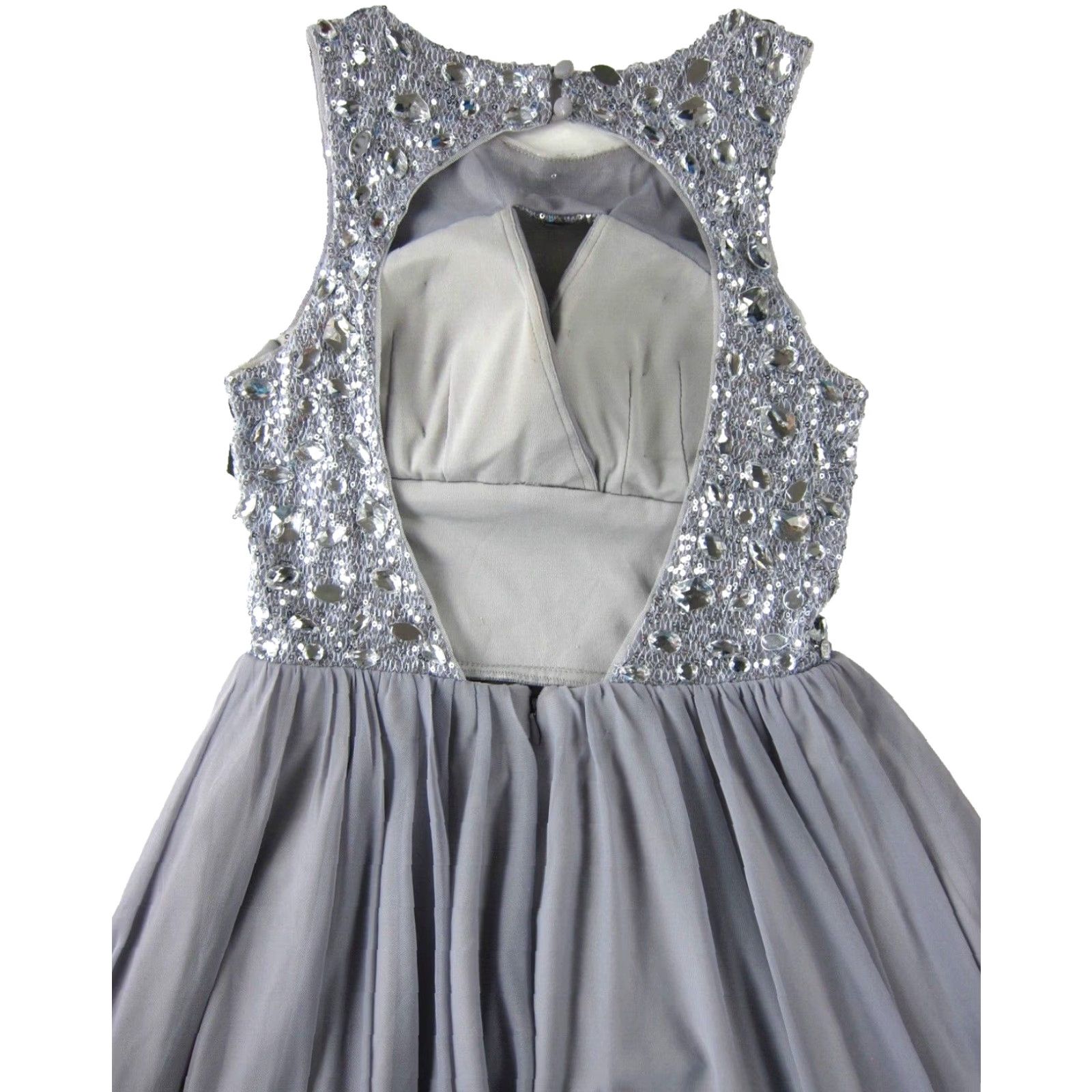 Vintage Blondie Nites Ball Gown Dress Sleeveless Party Grey Silver Sparkle Ruched 1 Womens Junior Size 1 Knee Length Size XS / US 0-2 / IT 36-38 - 5 Thumbnail