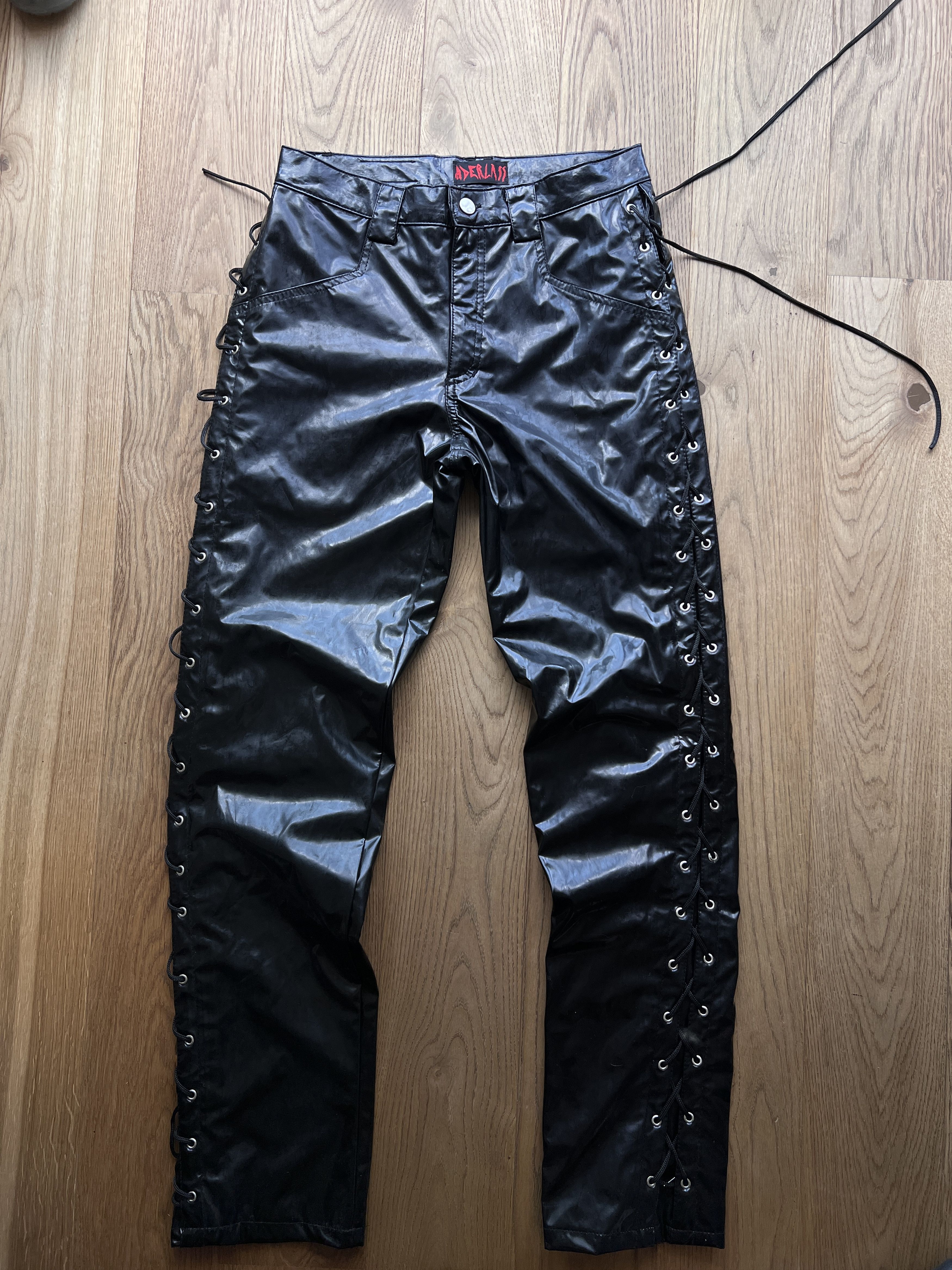 Japanese Brand Crazy! Aderlass latex PVC lace up pants opium unsx rave ...