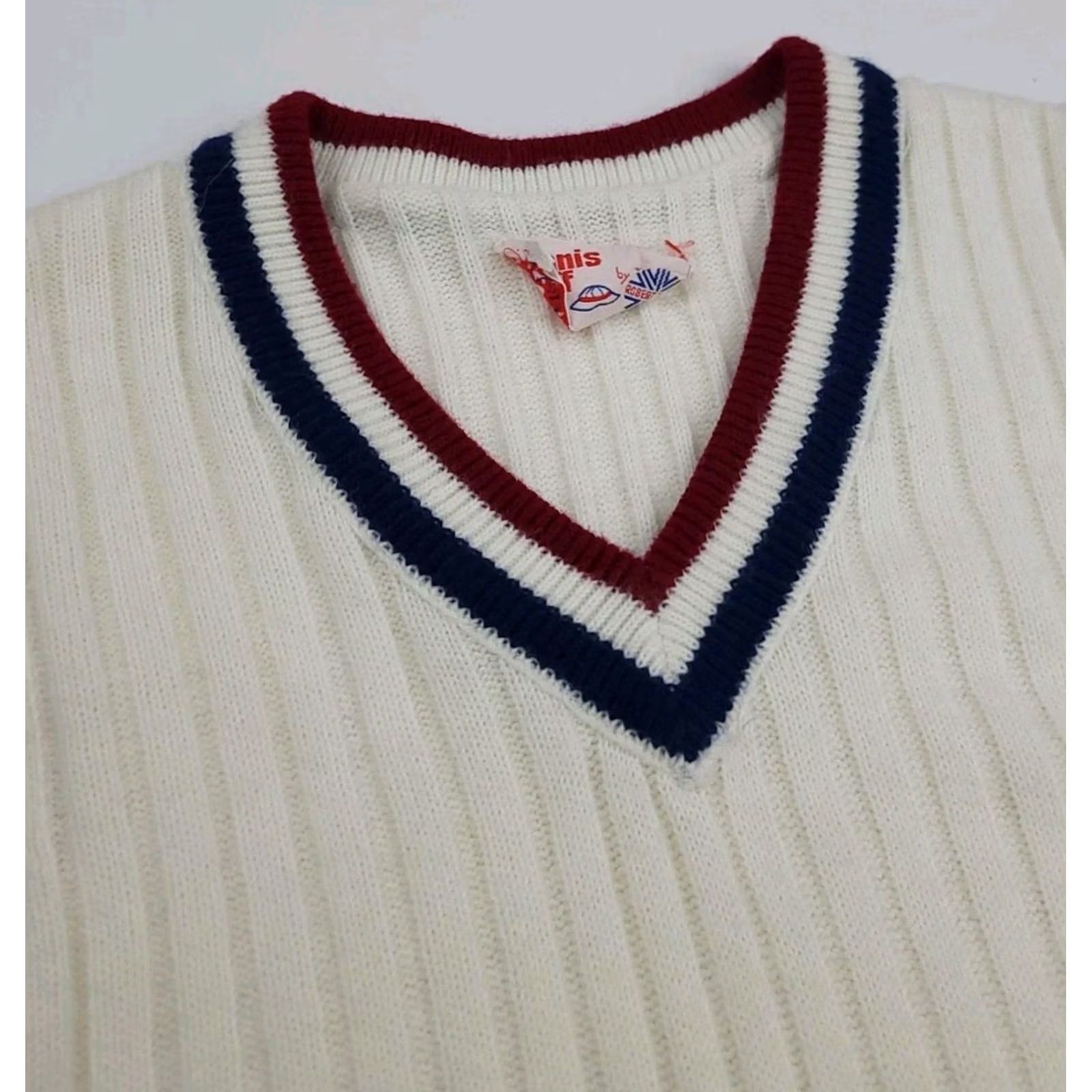Vintage Vintage Robert Bruce Sweater Vest 70s USA Vtg 1970s Knit Tennis Sport Stuff READ Size S / US 4 / IT 40 - 3 Thumbnail