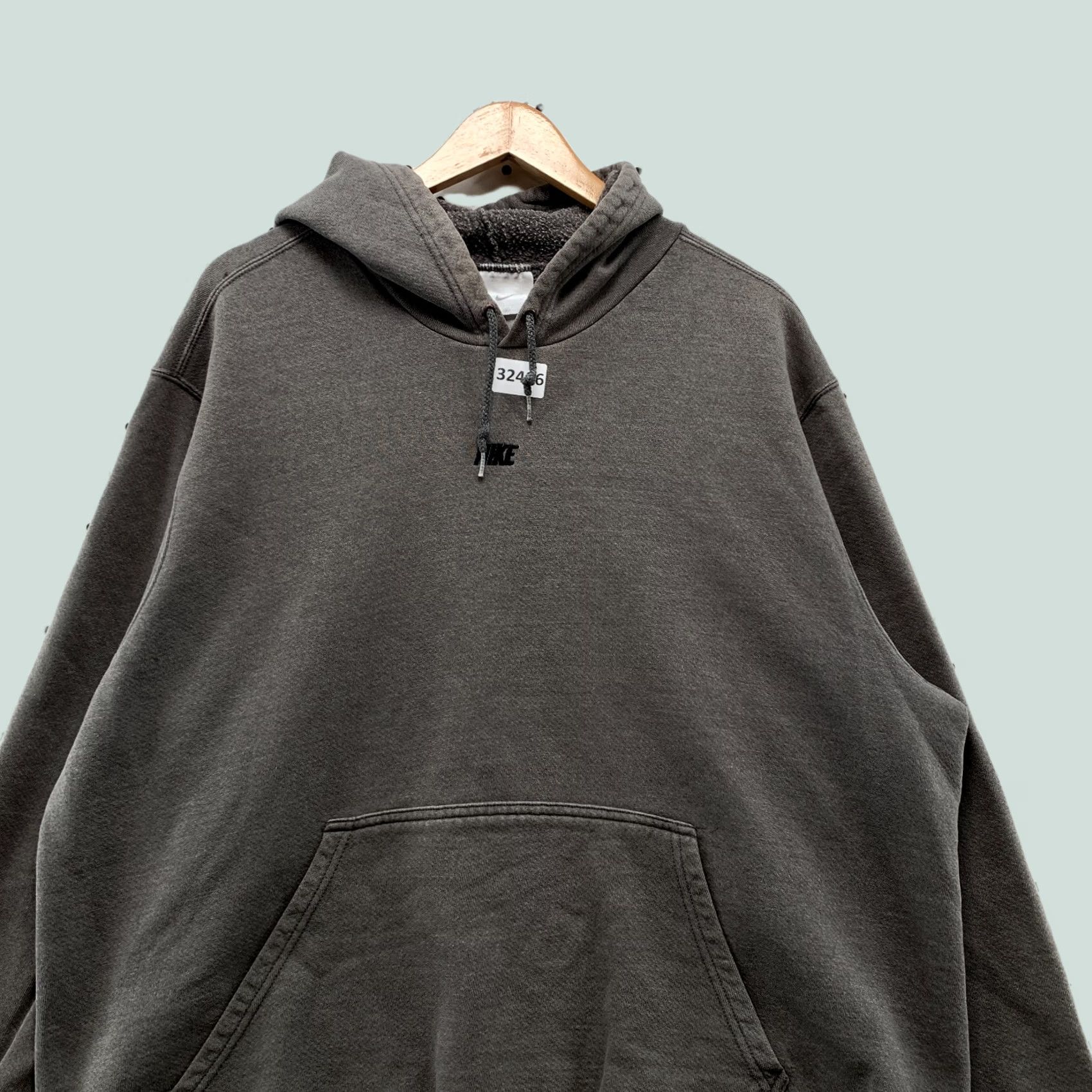 Nike VINTAGE Nike Center Spellout Hoodie Gray Mens XL Swoosh 26.5x27.5 RARE Size US XL / EU 56 / 4 - 1 Thumbnail