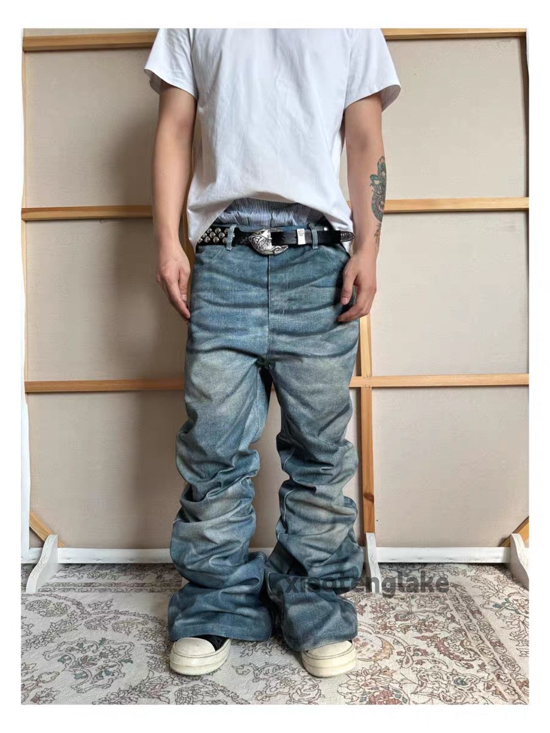 Japanese Brand zx vintage Stain paint grunge punk hiphop Stack jeans Size US 36 / EU 52 - 7 Thumbnail