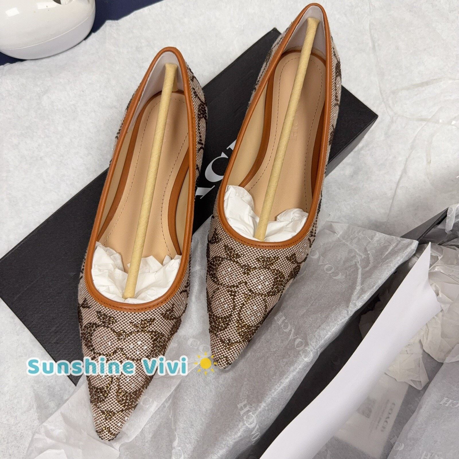 Coach NEW Limited Coach Daphne Flat Crystal Signature Shoes CW991 Size US 6 / IT 36 - 1 Thumbnail