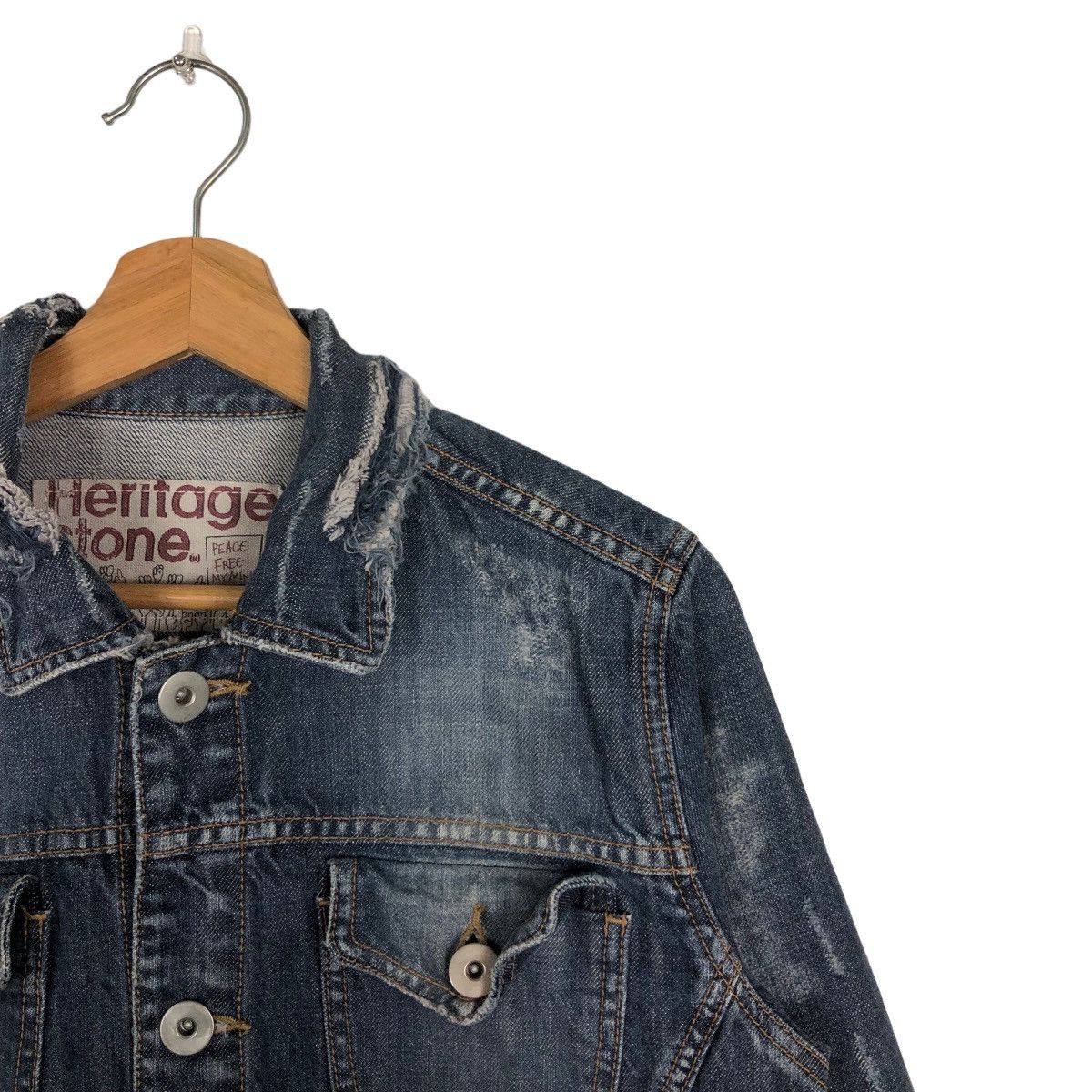 Japanese Brand 🔥Rare Distressed Denim Jacket Punk Design Herritage Stone Size US M / EU 48-50 / 2 - 6 Thumbnail