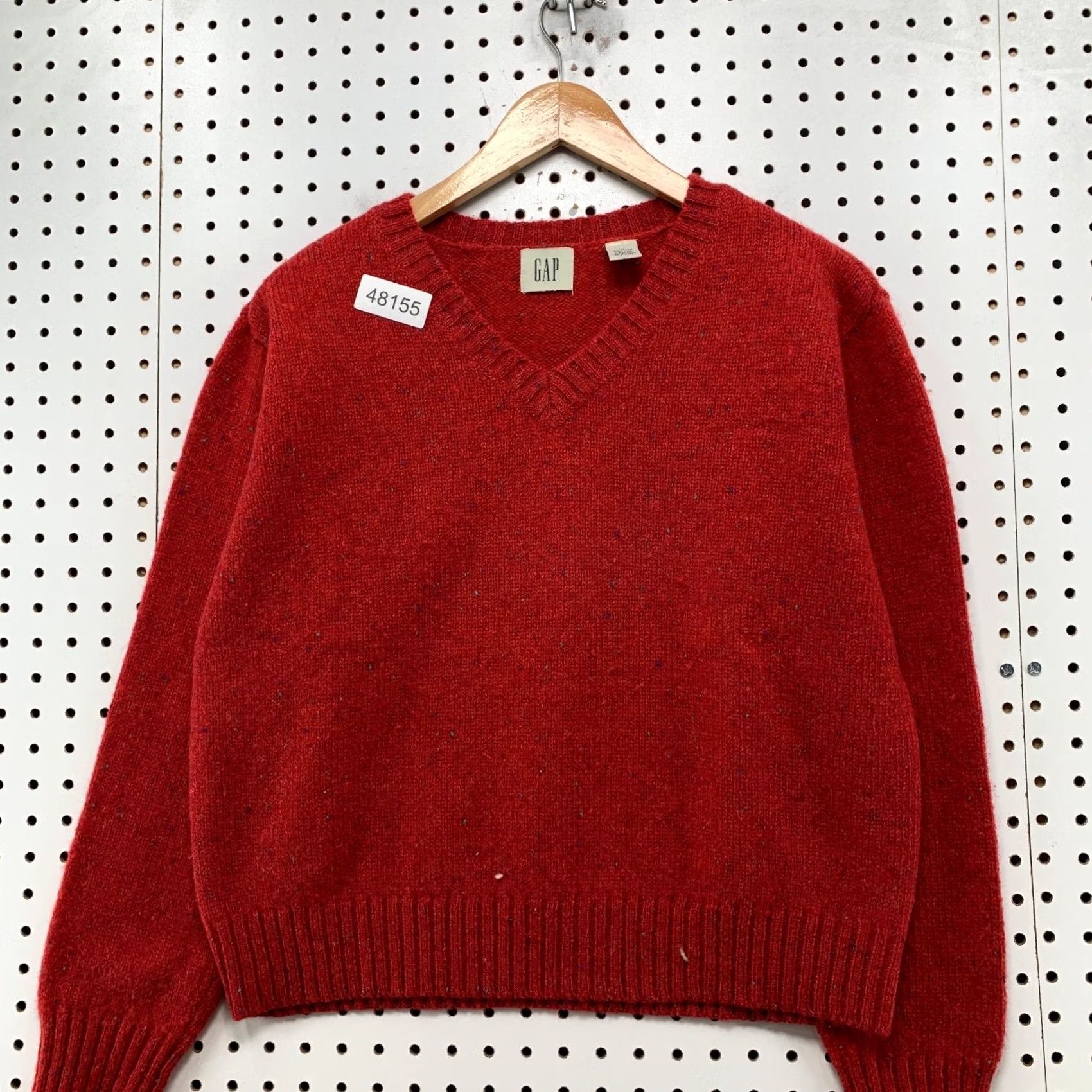 Gap GAP Wool Sweater Womens Medium Red V Neck Knit Long Sleeve Preppy Size M / US 6-8 / IT 42-44 - 4 Thumbnail