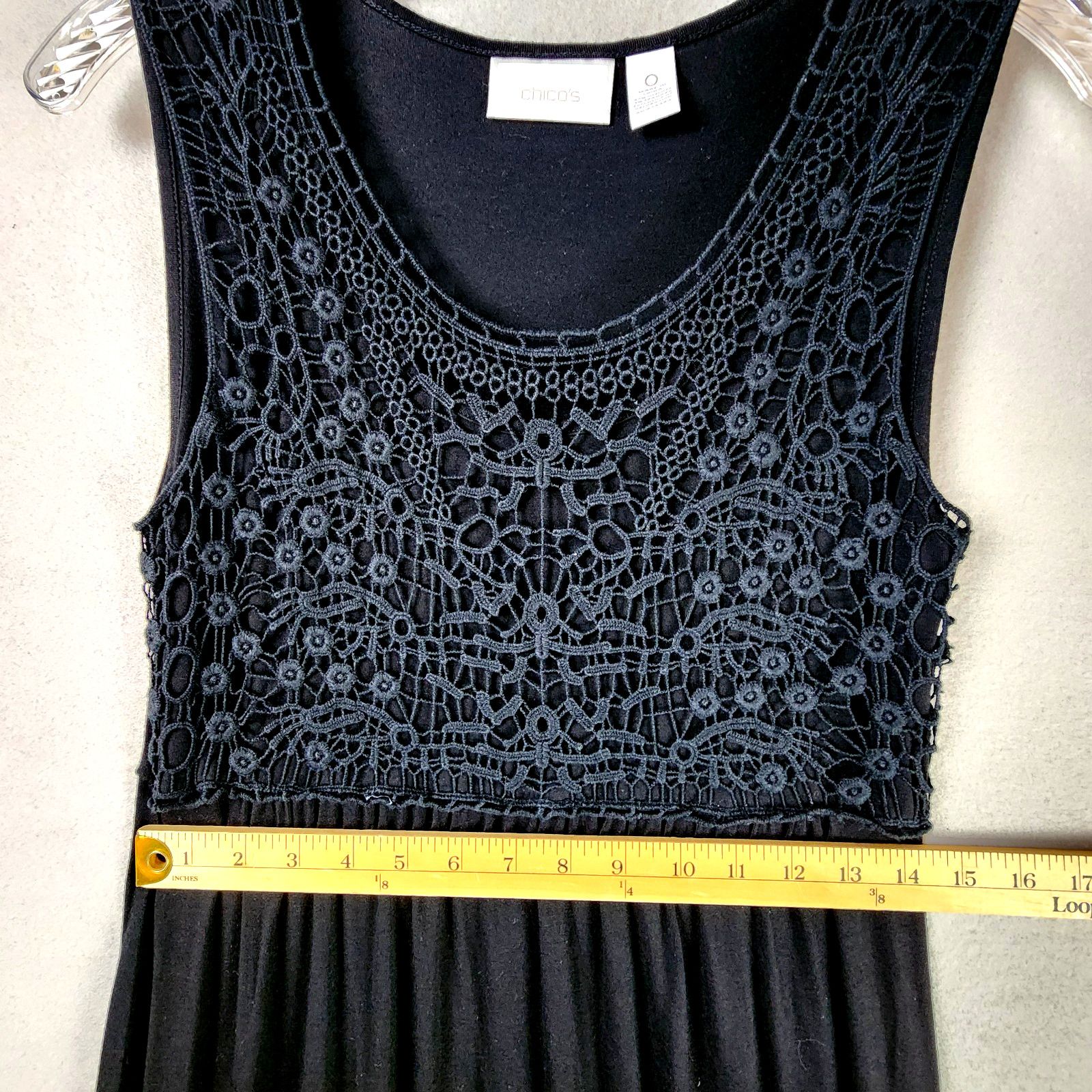 Chicos Chico's Crochet Lace Bodice Maxi Dress Size 4 Black Size S / US 4 / IT 40 - 7 Thumbnail