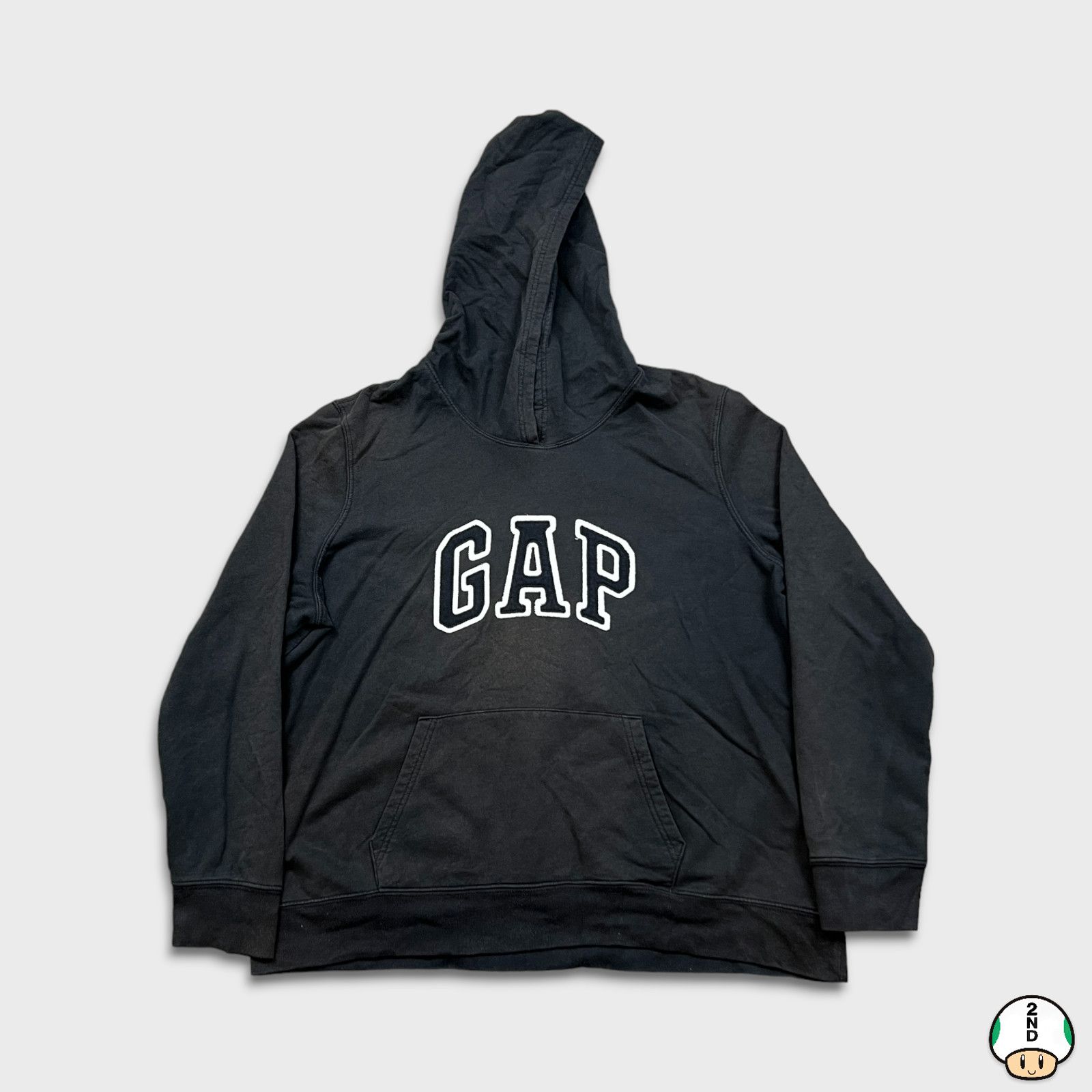 Gap × Vintage Gap Hoodie Medium Spell Out Faded Pullover Hooded Sweatshirt Size US M / EU 48-50 / 2 - 1 Thumbnail