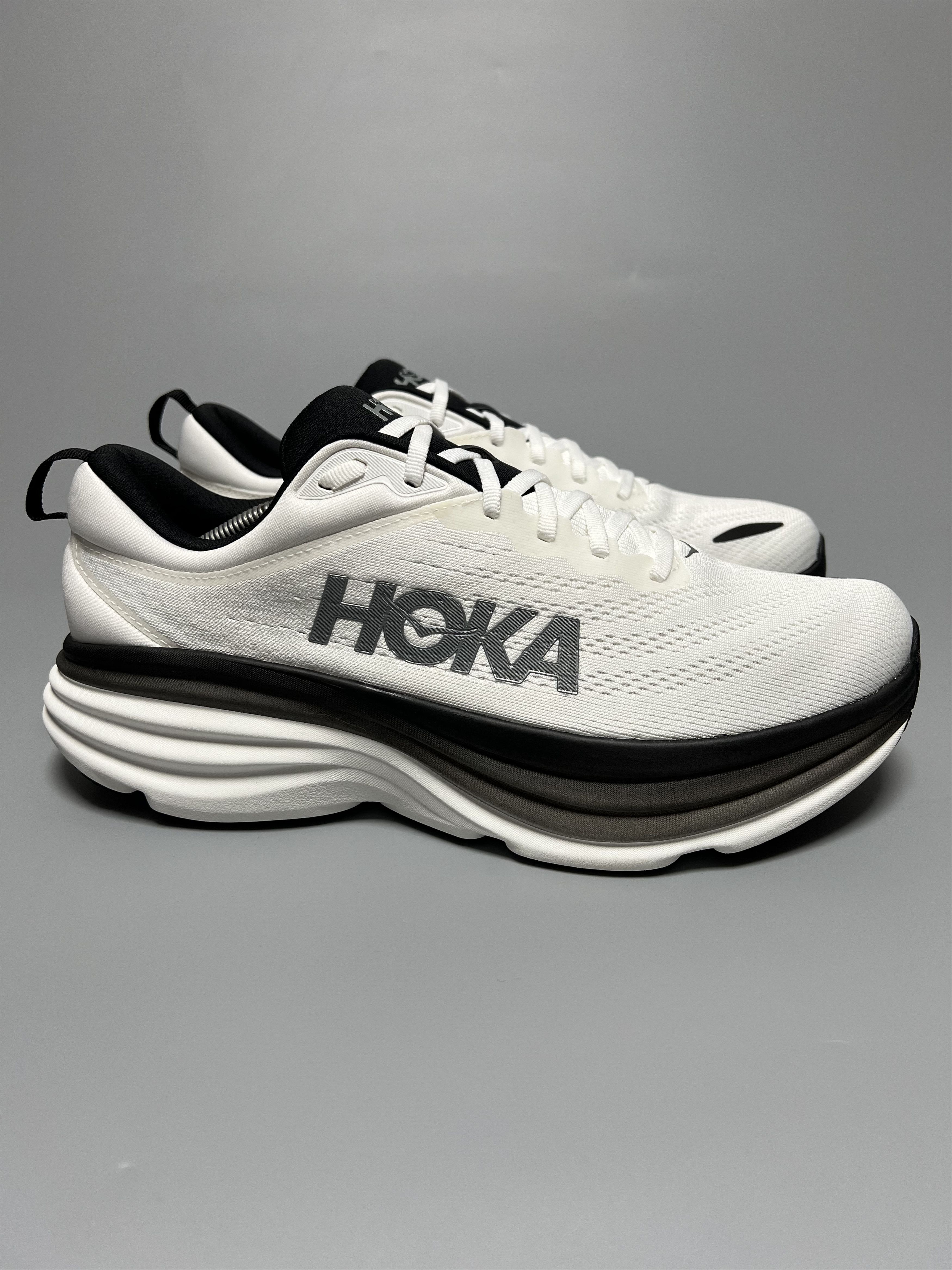 11D Hoka One One Bondi 8 Running Shoes 1123202-Wblc in White, Men's