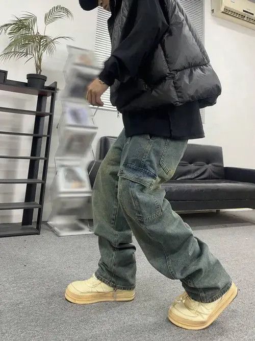 Japanese Brand Washed 90s Cargo Drip Jeans Size US 32 / EU 48 - 3 Thumbnail
