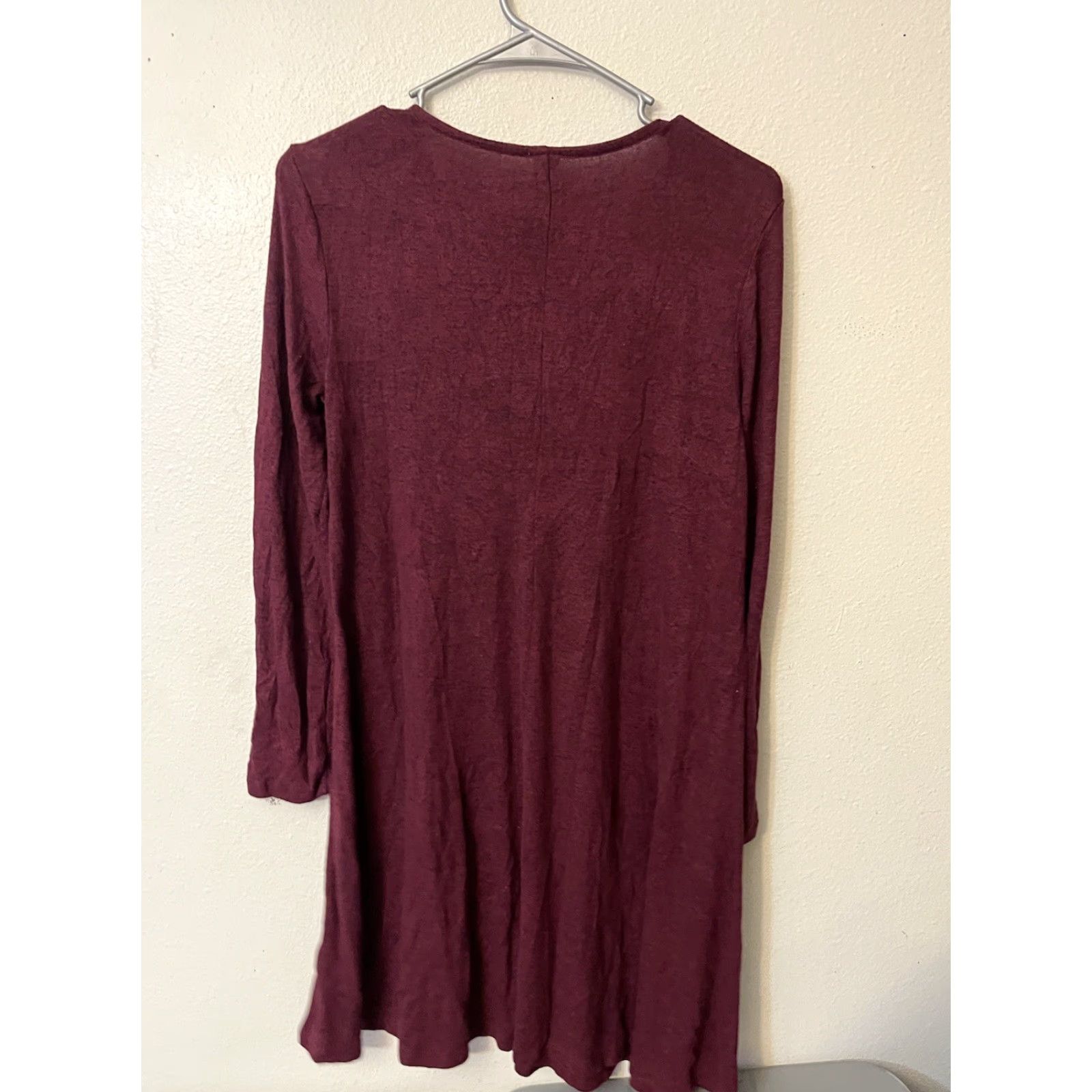 Old Navy Old Navy Knit Shift Dress Small Maroon Long Sleeve Size S / US 4 / IT 40 - 2 Thumbnail