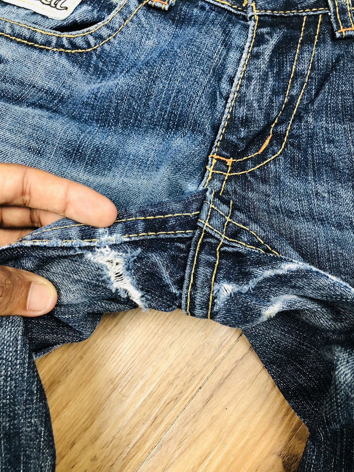 If Six Was Nine Lolita Jeans Y2K Distressed Bootcut/Flare Denim (Rare) (40) Size 32" / US 10 / IT 46 - 14 Thumbnail