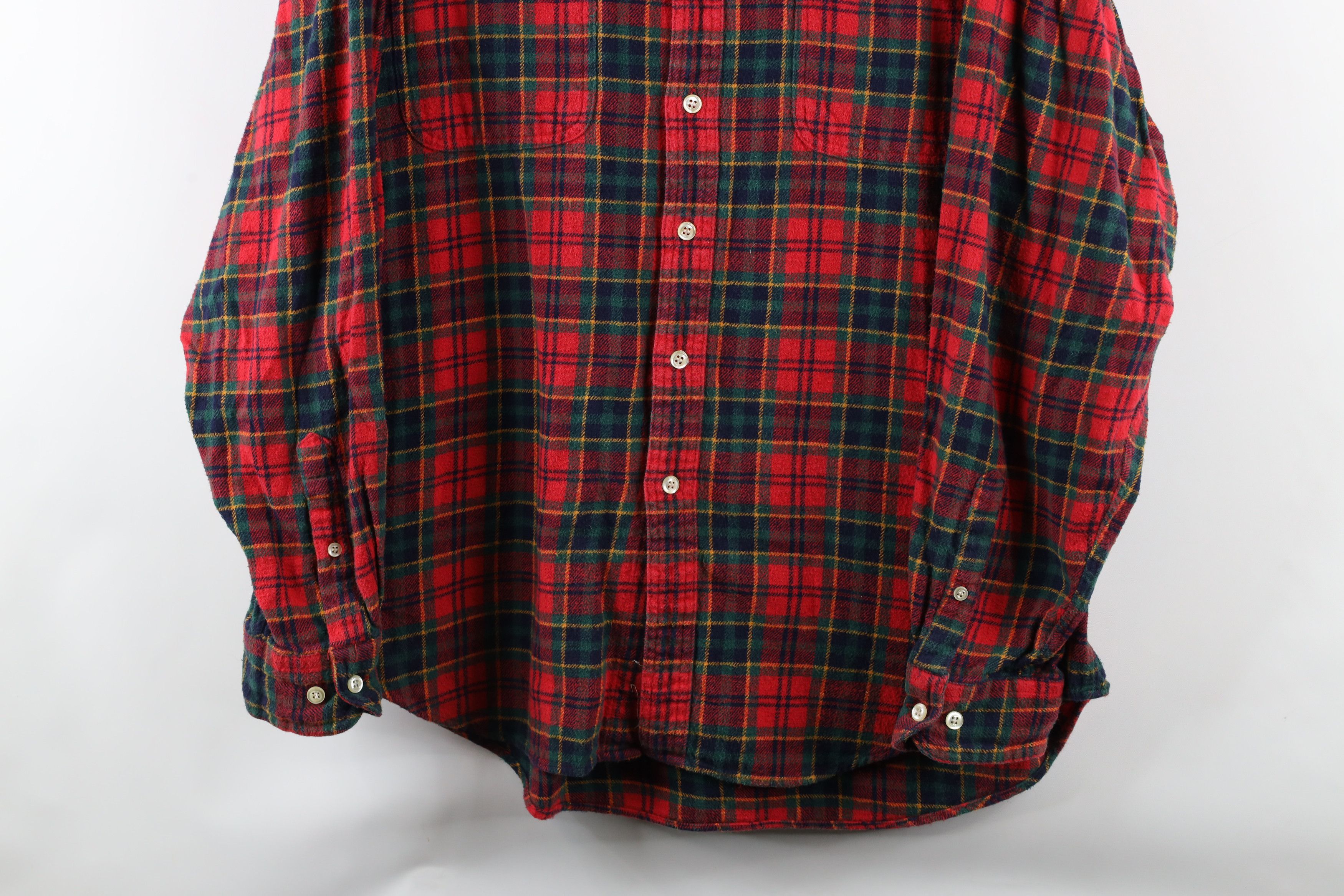 Gap × Vintage Vintage 90s Gap Flannel Button Shirt Red Plaid Cotton Size US L / EU 52-54 / 3 - 3 Thumbnail