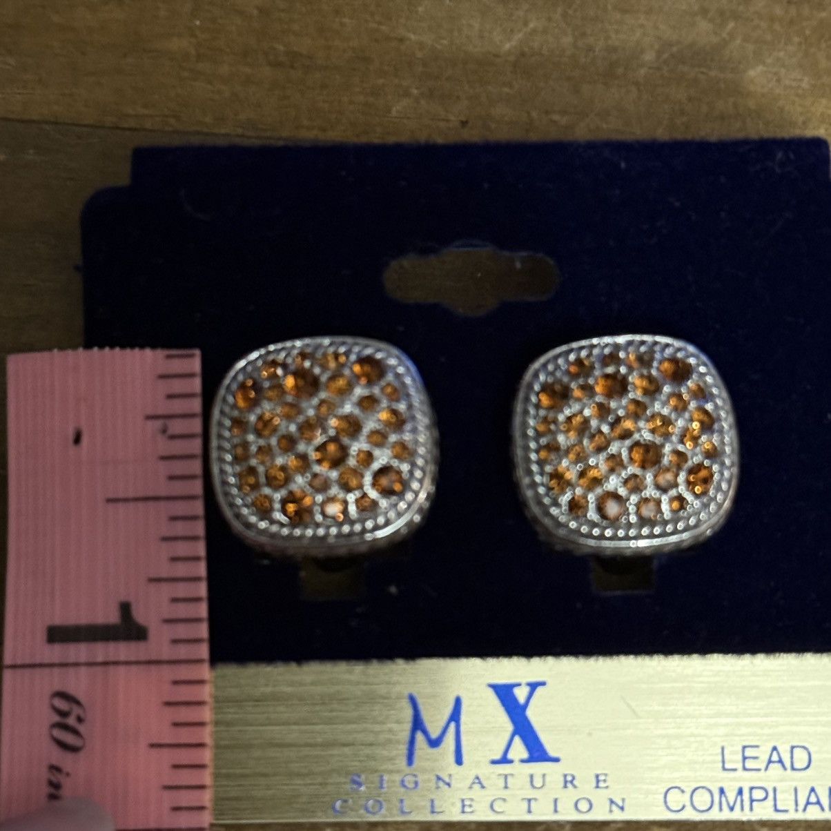 Other MX Signature Collection square silver pave orange CZ earring Size ONE SIZE - 5 Thumbnail