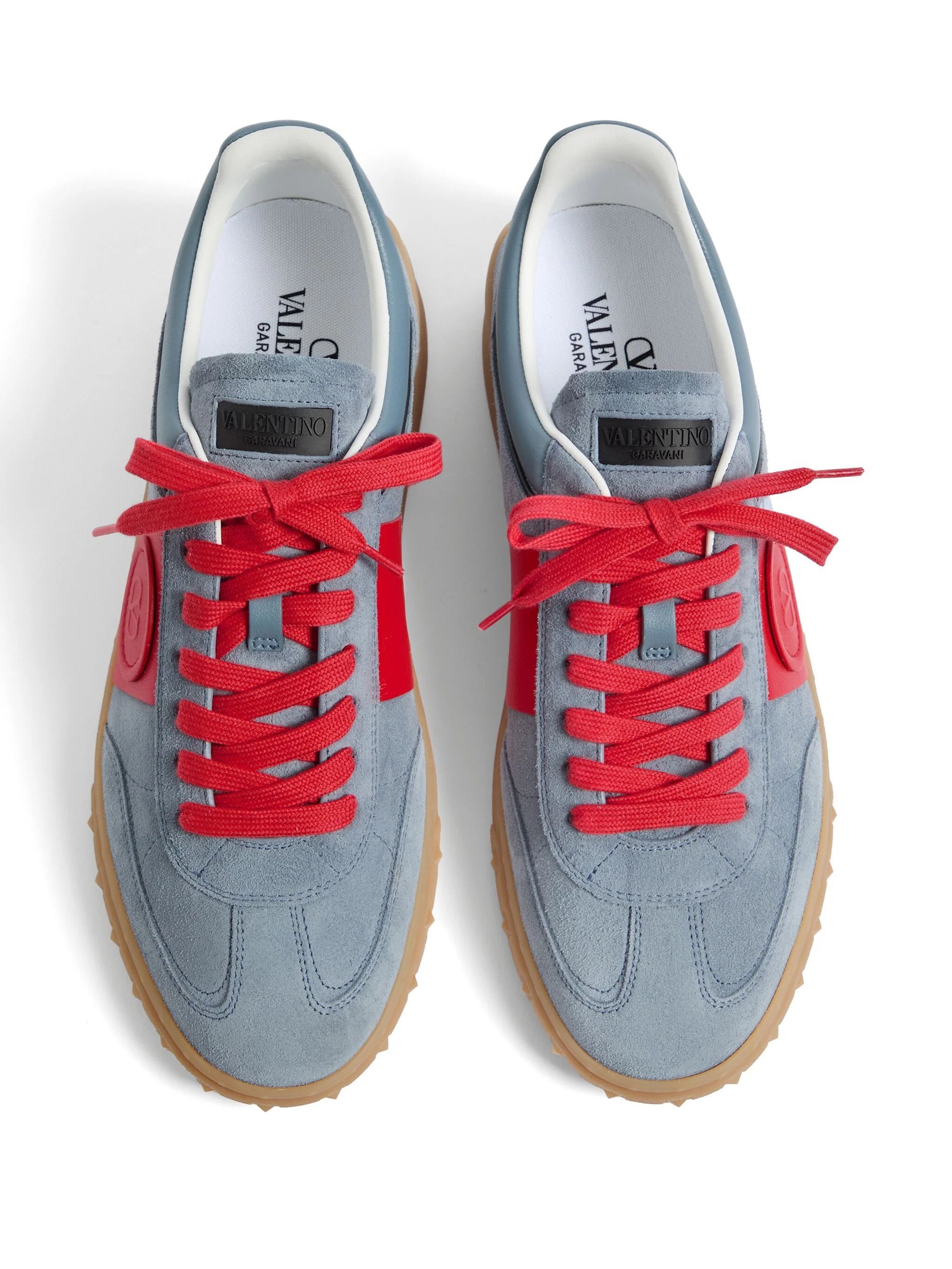 Valentino o1s22i1n1224 Suede Leather Low-Top Sneakers in Blue Red Size US 12 / EU 45 - 4 Thumbnail
