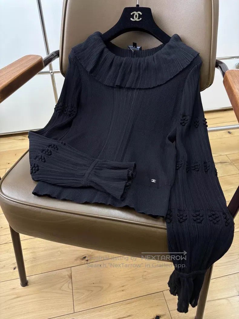 Chanel Chanel 24s black lapel ruffle pleated lantern sleeve Size XS / US 0-2 / IT 36-38 - 5 Thumbnail