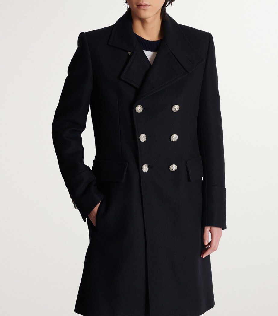 Balmain o1mt1gz0126 Wool Officer Coat in Black Size US L / EU 52-54 / 3 - 4 Thumbnail