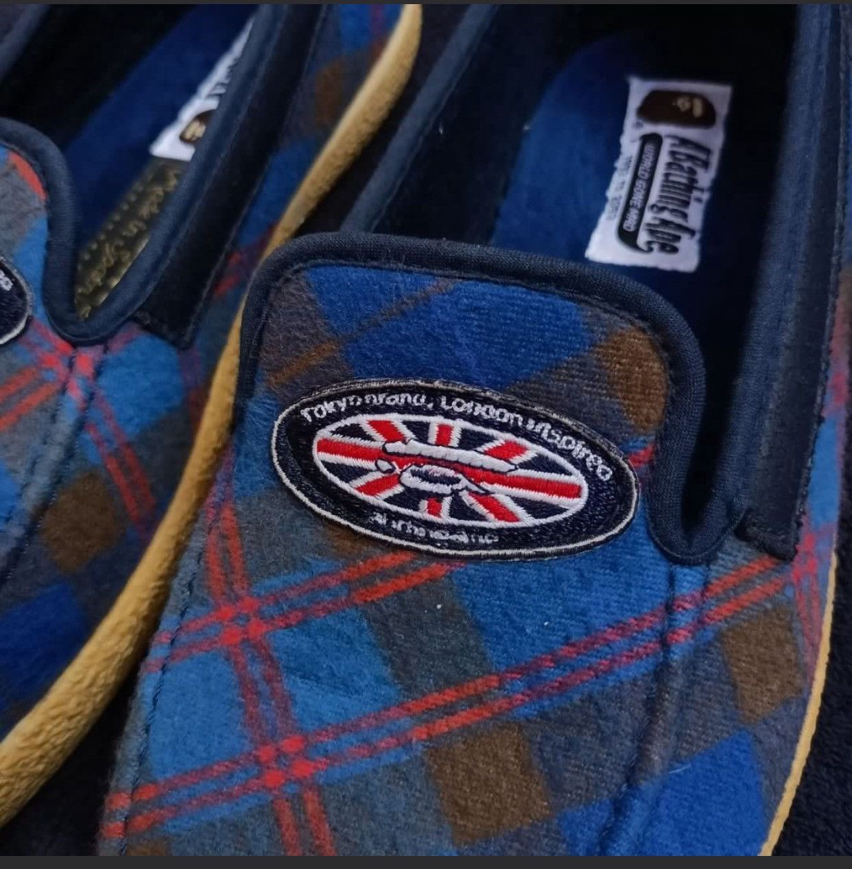 Bape RARE BAPE 🦍Tartan Check Nel Slip shoe Size US 7.5 / EU 40-41 - 4 Thumbnail