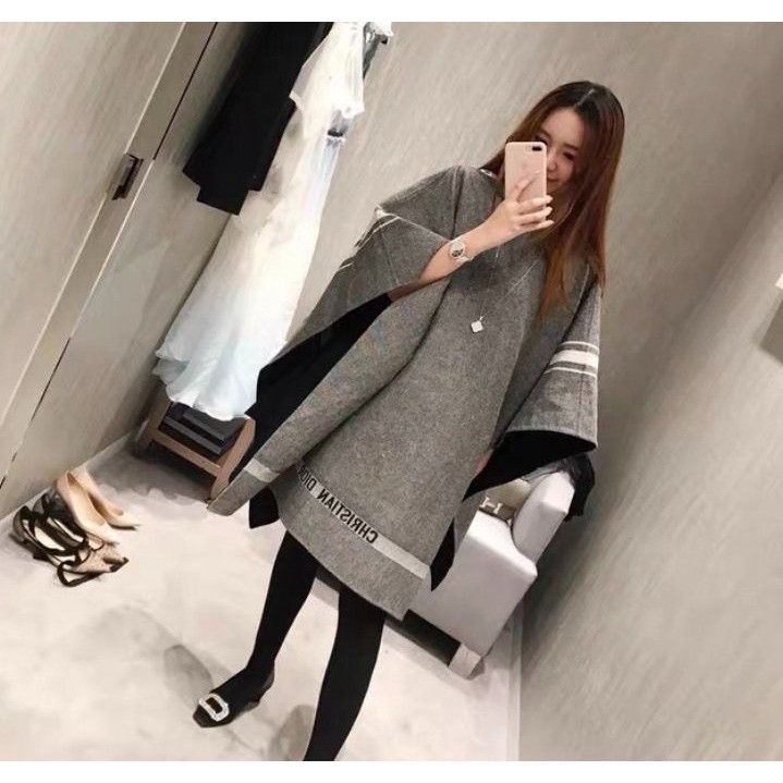 Dior CW0006 Christian Dior Gray Wool Blend Poncho With Striped Sl Size S / US 4 / IT 40 - 8 Thumbnail