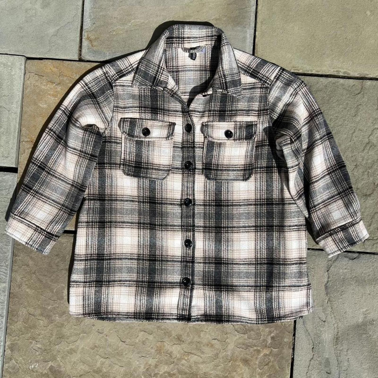 H&M Houndstooth Plaid Button Down Thick Knit Shirt Jacket Size S / US 4 / IT 40 - 1 Thumbnail