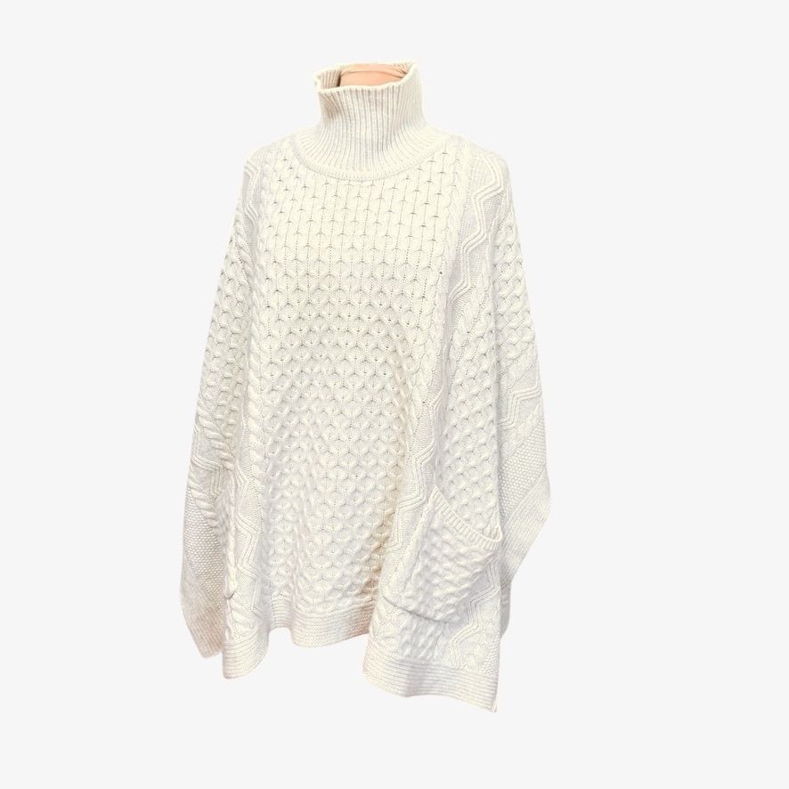 Brooks Brothers Brooks Brothers Wool Cashmere Sweater Poncho M Cream Cablekn Size M / US 6-8 / IT 42-44 - 1 Thumbnail