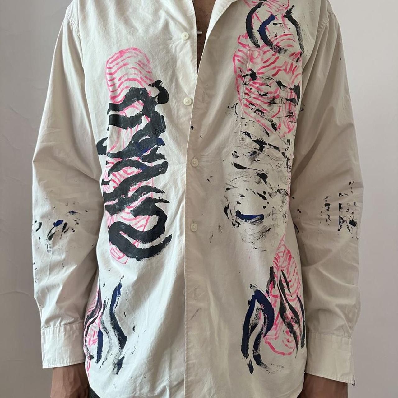 Uniqlo ASTROBOI* x Uniqlo 'Tattoo' Tan Graphic Button Up Shirt -XL Size US XL / EU 56 / 4 - 3 Thumbnail