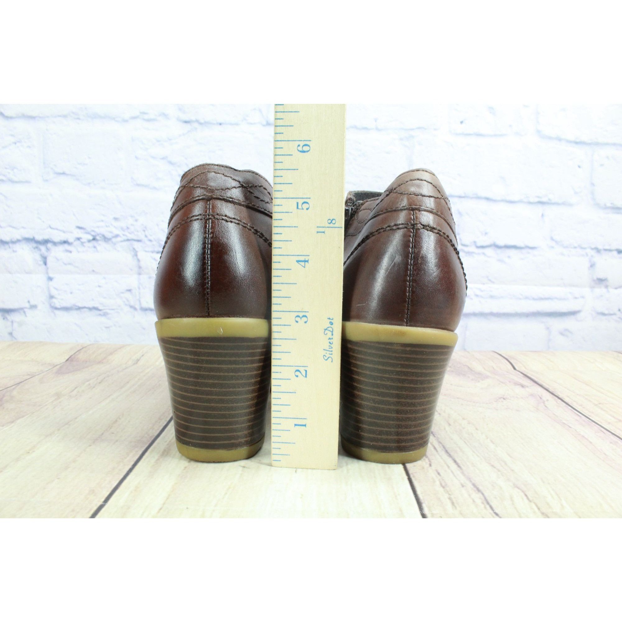 Other Earth Side Zip Notched Heel Brown Leather Ankle Bootie Women Size US 9.5 / IT 39.5 - 5 Thumbnail