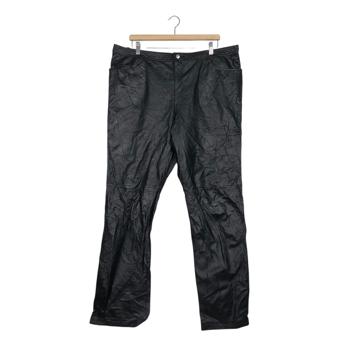 Japanese Brand 📌Vintage Biker Casual Leather Pants Fun Lemo Issey Miyake Size US 38 / EU 54 - 2 Thumbnail