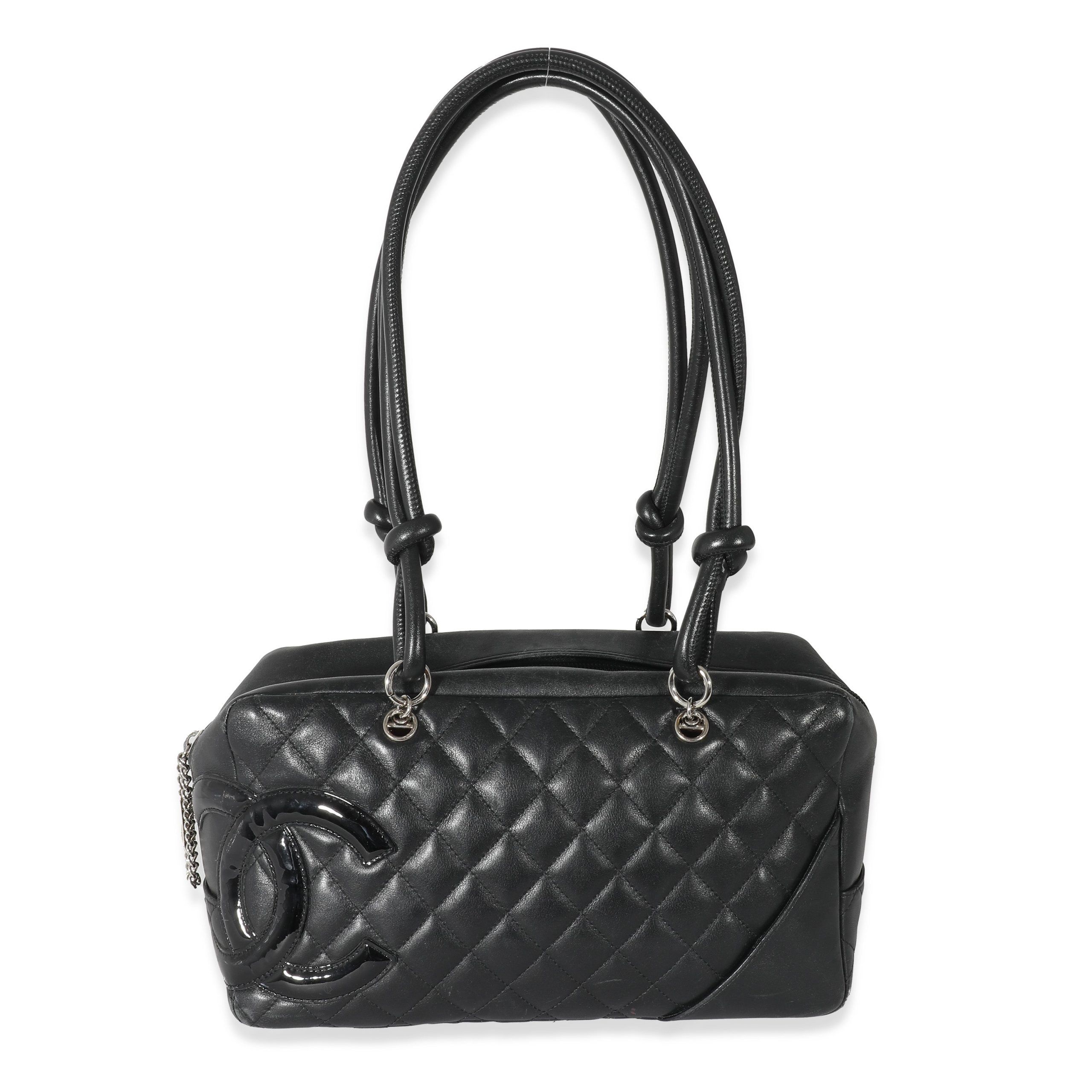 image of Chanel Black Calfskin Medium Cambon Bowler Bag, Women's