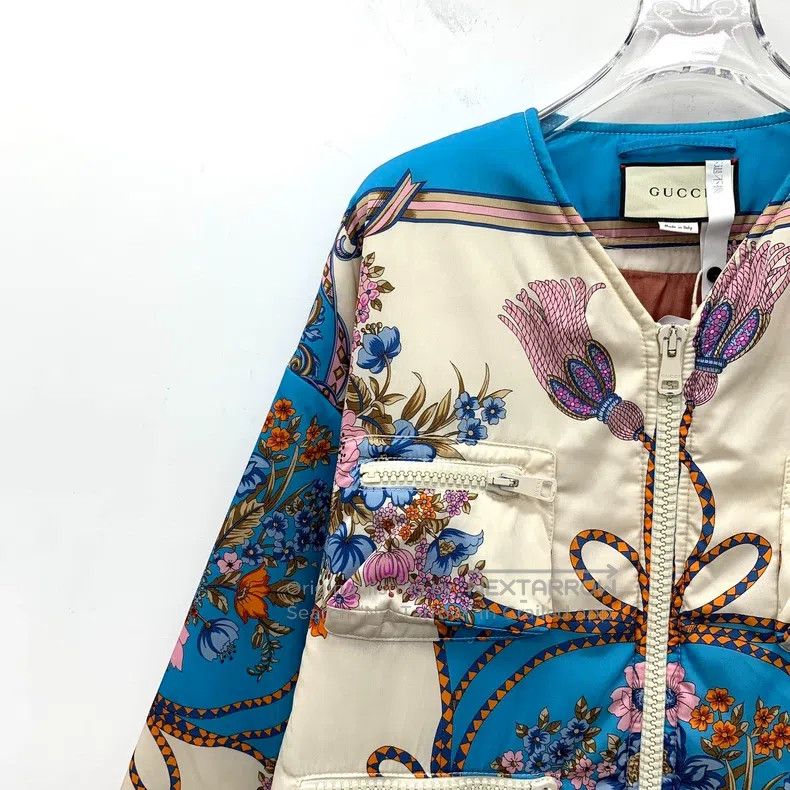 Gucci Gucci Multi-coloured floral print V-neck zipper long-sleev Size S / US 4 / IT 40 - 3 Thumbnail