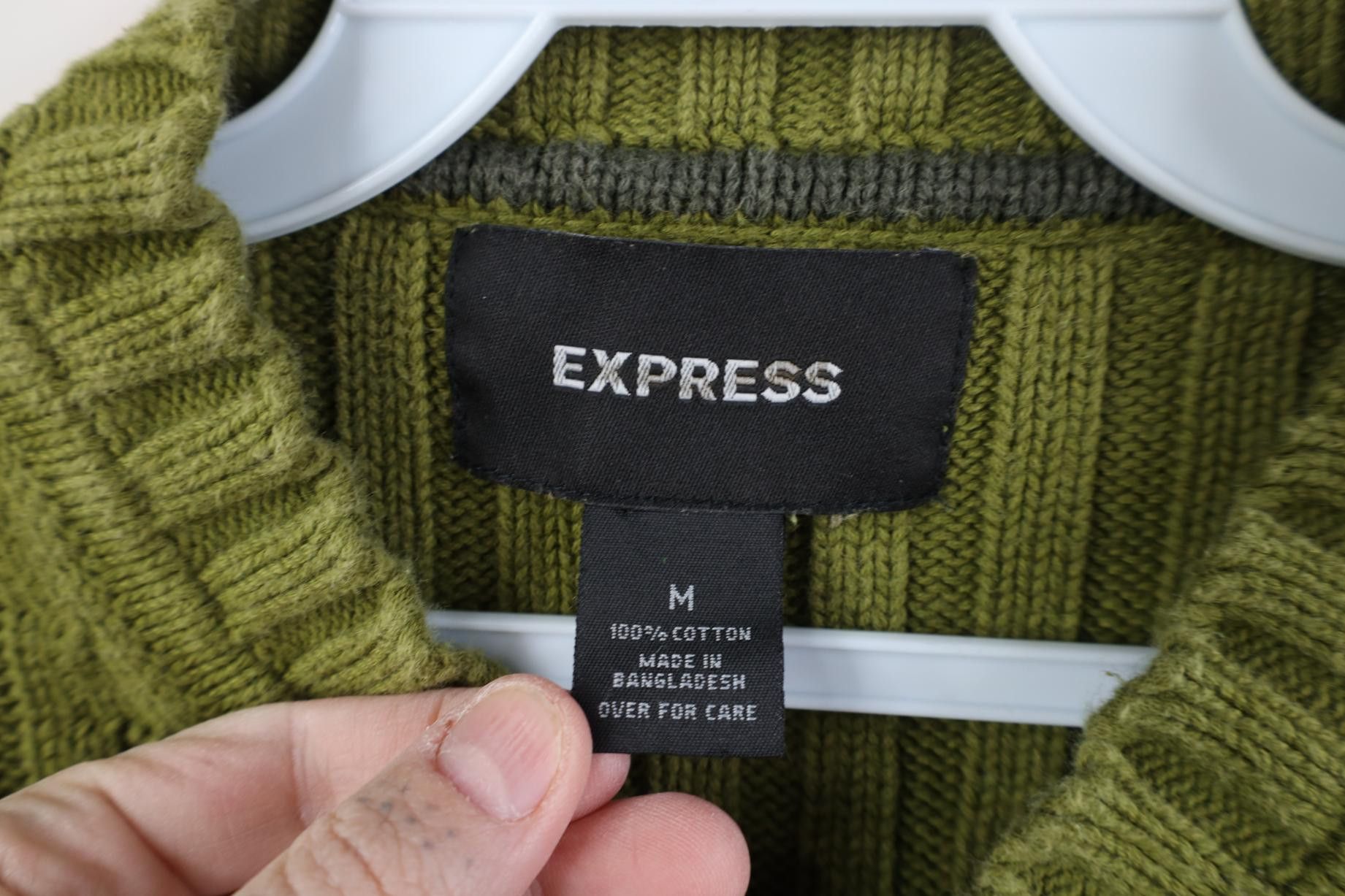 Express Vintage Y2K Express Chunky Ribbed Knit Sweater Green Cotton Size M / US 6-8 / IT 42-44 - 5 Thumbnail