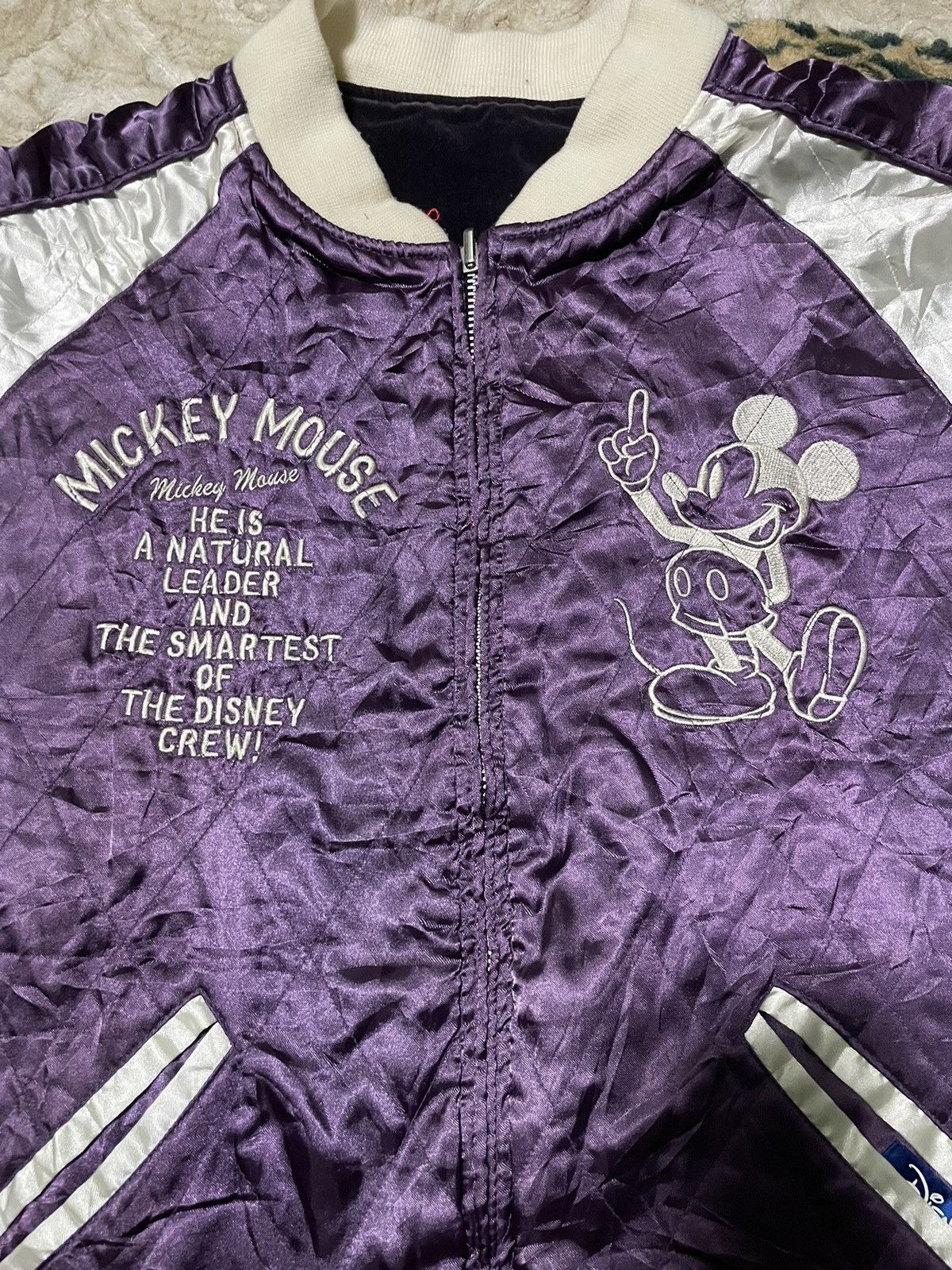 Disney × Mickey Mouse RARE‼️ Mickey mouse embroidery sukajan reversible jacket Size US L / EU 52-54 / 3 - 5 Thumbnail