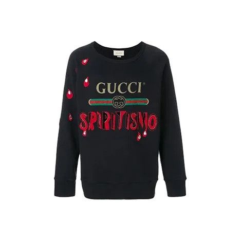 Gucci Gucci Black Printed Cotton Sweatshirt Unisex Size US M / EU 48-50 / 2 - 1 Thumbnail