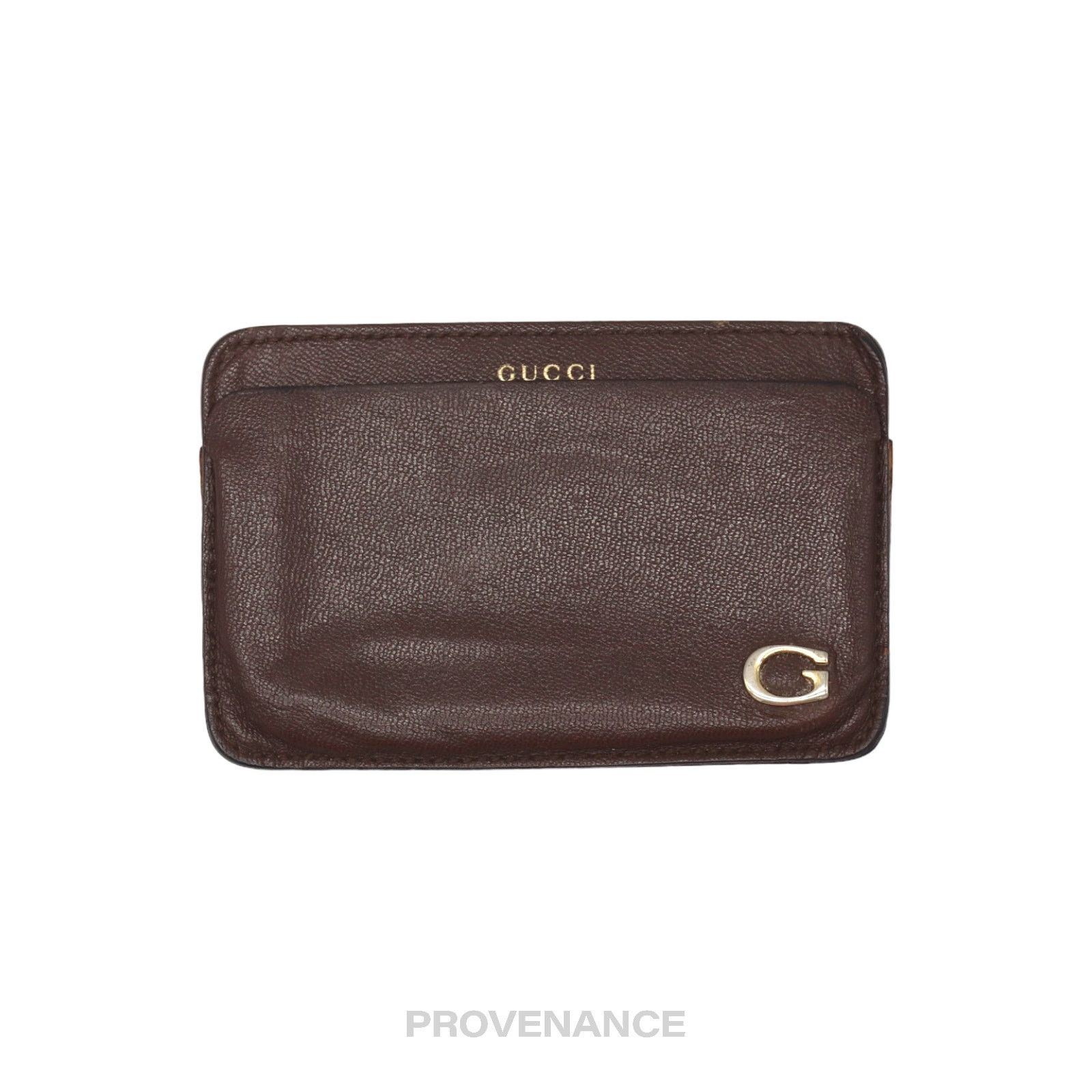 Gucci 🔴 Gucci G Card Holder Wallet - Brown Leather Size ONE SIZE - 1 Thumbnail