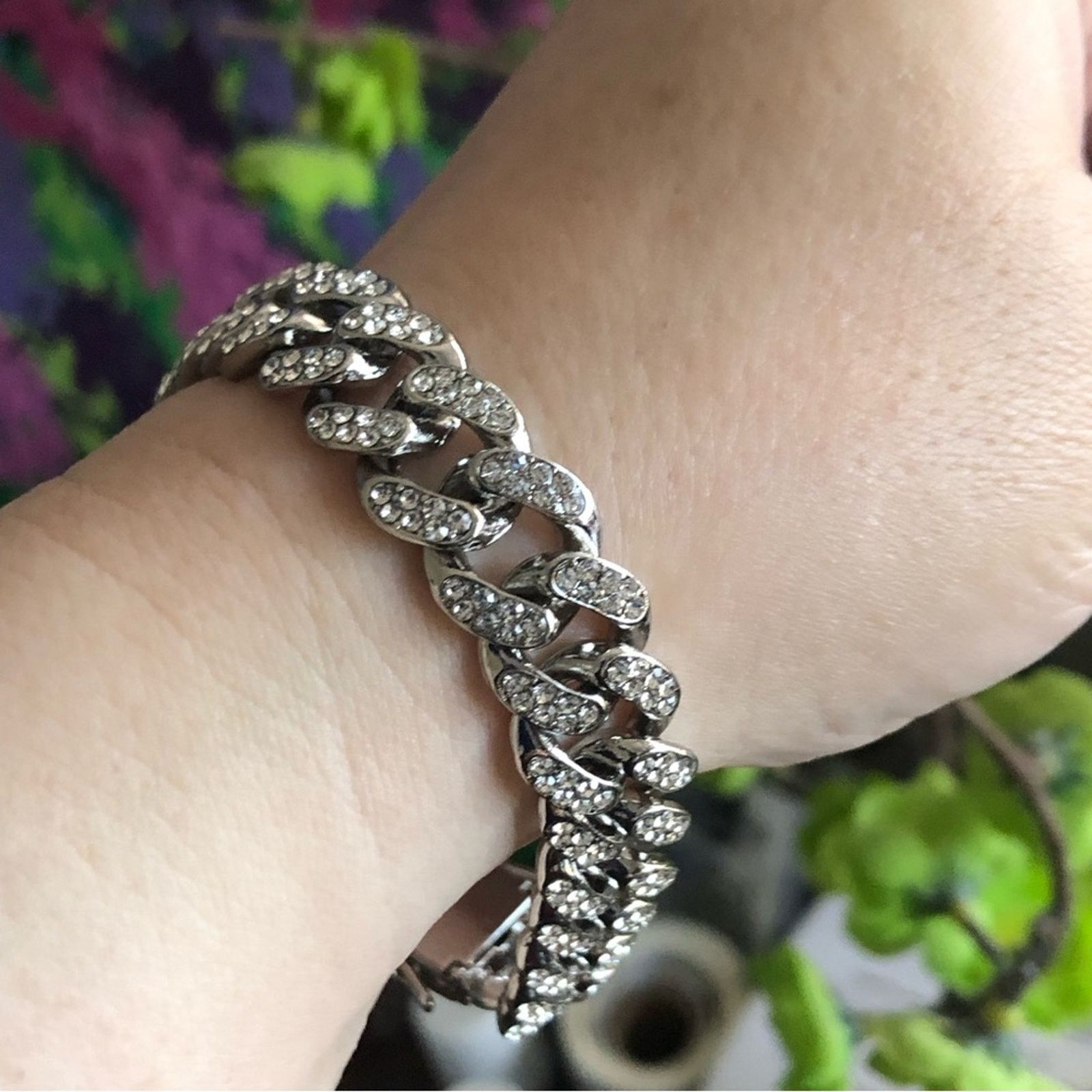 Jewelry Men’s and women’s silver plated Cuban chain link bracelet Size ONE SIZE - 6 Thumbnail