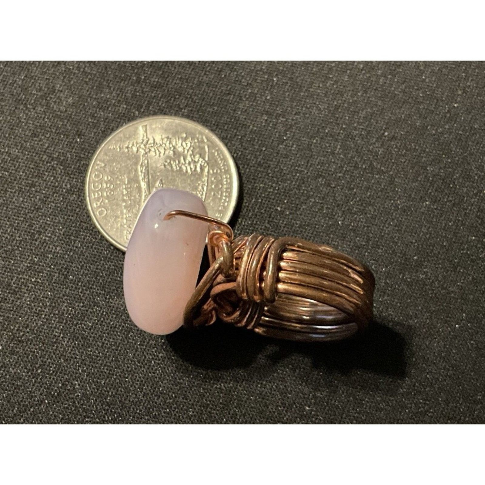 Other Rose Quartz Cabochon Copper Artizan Made Huge Stone Size 6.5 Size ONE SIZE - 6 Thumbnail
