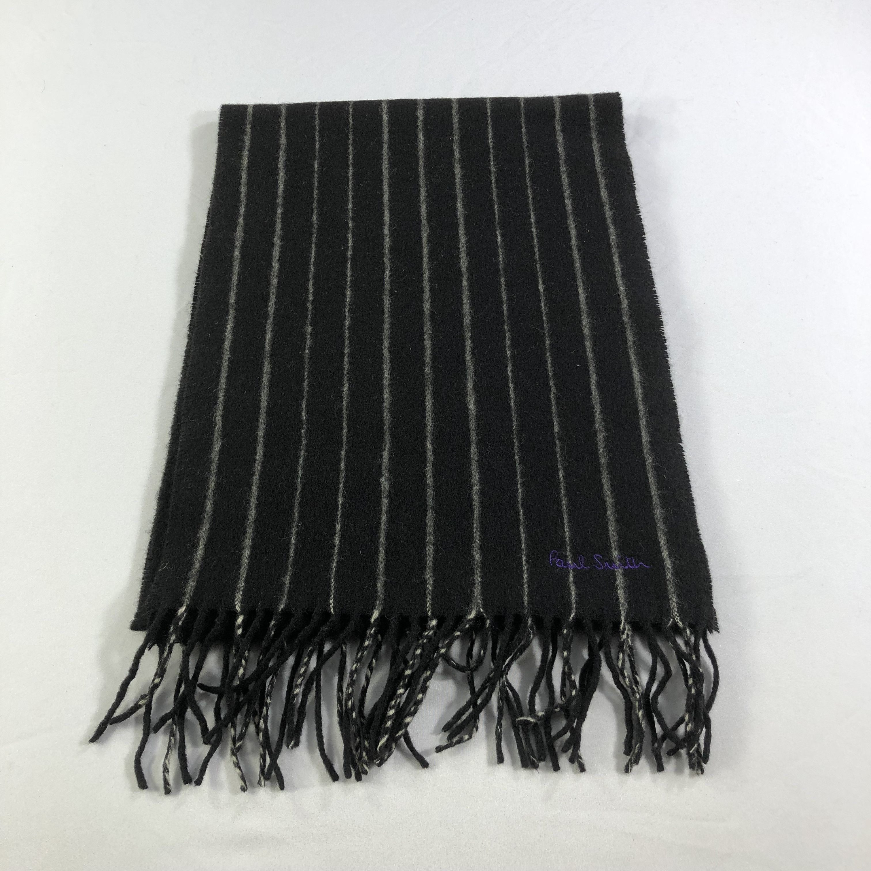 Paul Smith Paul Smith Black Striped Cashmere Scarf Muffler V1539 Size ONE SIZE - 2 Thumbnail