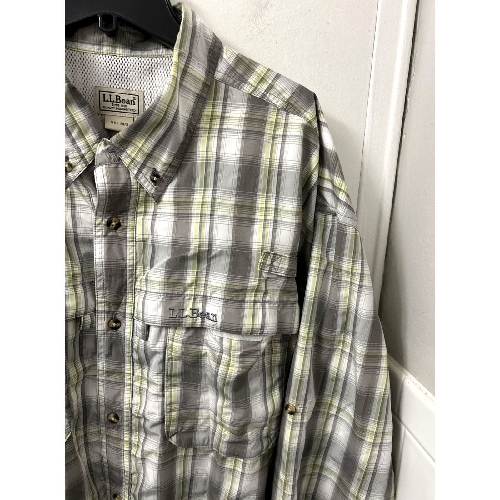 Vintage L.L. Bean Fishing Shirt Mens 2XL Grey Green Plaid Button Down Outdoor L/S Size US XXL / EU 58 / 5 - 4 Thumbnail