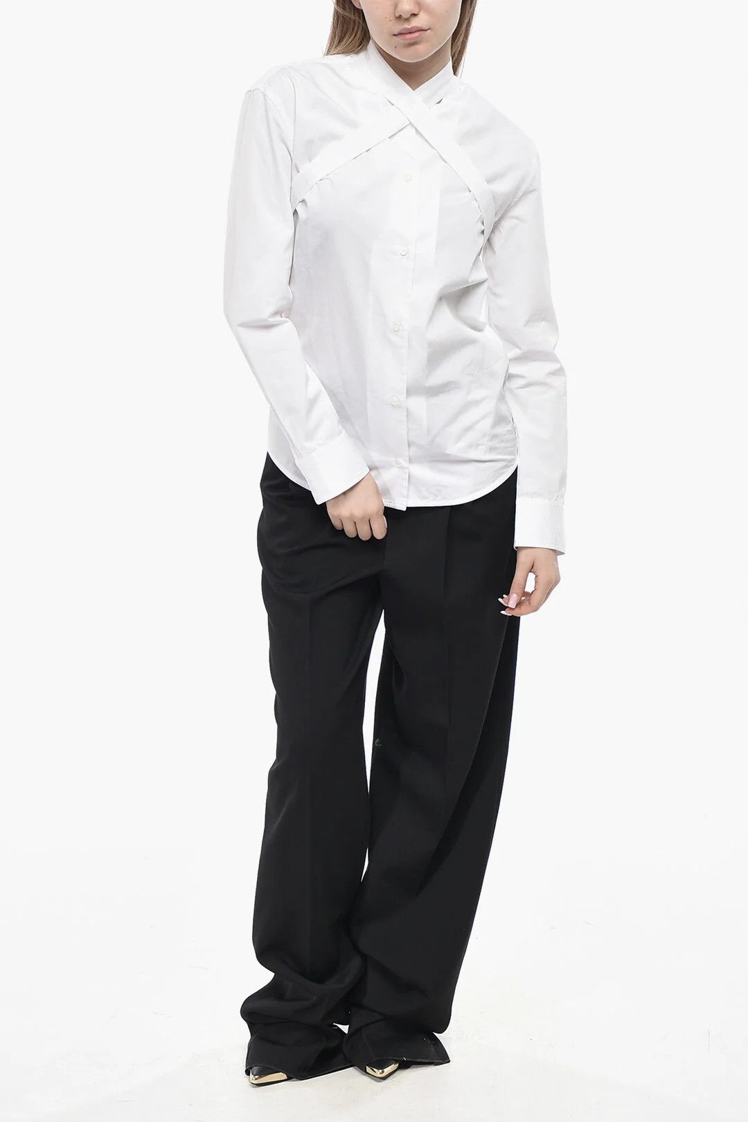 Off-White og1mm0426 Cotton Poplin Blouse in White Size XS / US 0-2 / IT 36-38 - 4 Thumbnail