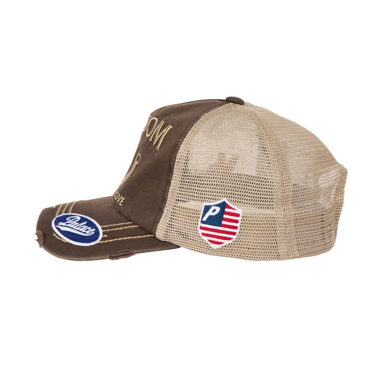 Palace Palace Freedom Distressed Trucker Hat Fox Brown Size ONE SIZE - 3 Thumbnail