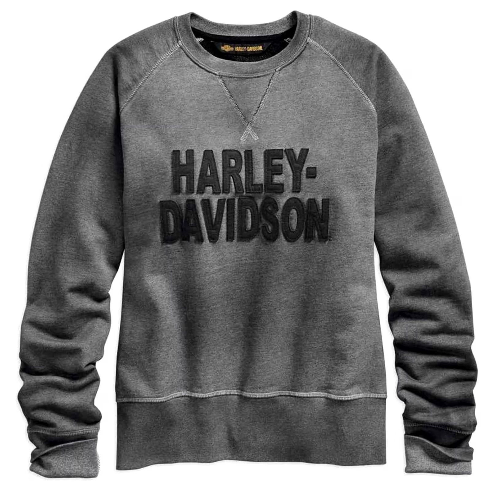 Harley Davidson Harley-Davidson Women Sweatshirt Gray Crewneck Long Sleeve S Logo Vintage Look Pullover Crew Neck Cotton French Terry Felt Letter Size S / US 4 / IT 40 - 2 Thumbnail
