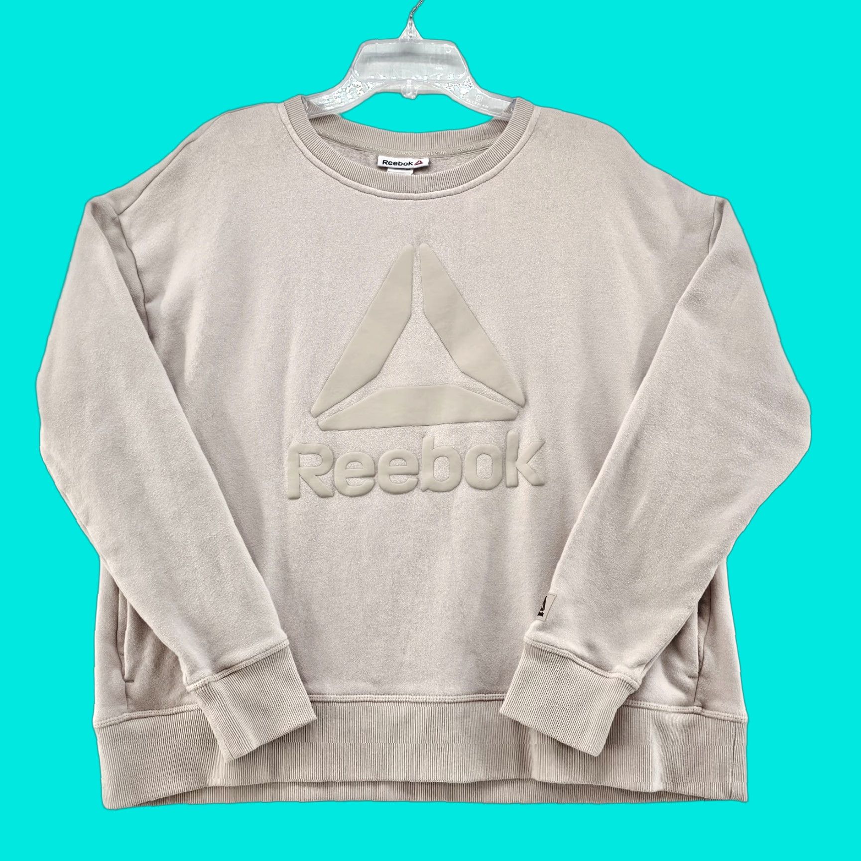 Reebok Reebok Sweatshirt XL Taupe Cotton Long Sleeve Regular Fit Pullover Women Size XL / US 12-14 / IT 48-50 - 1 Thumbnail
