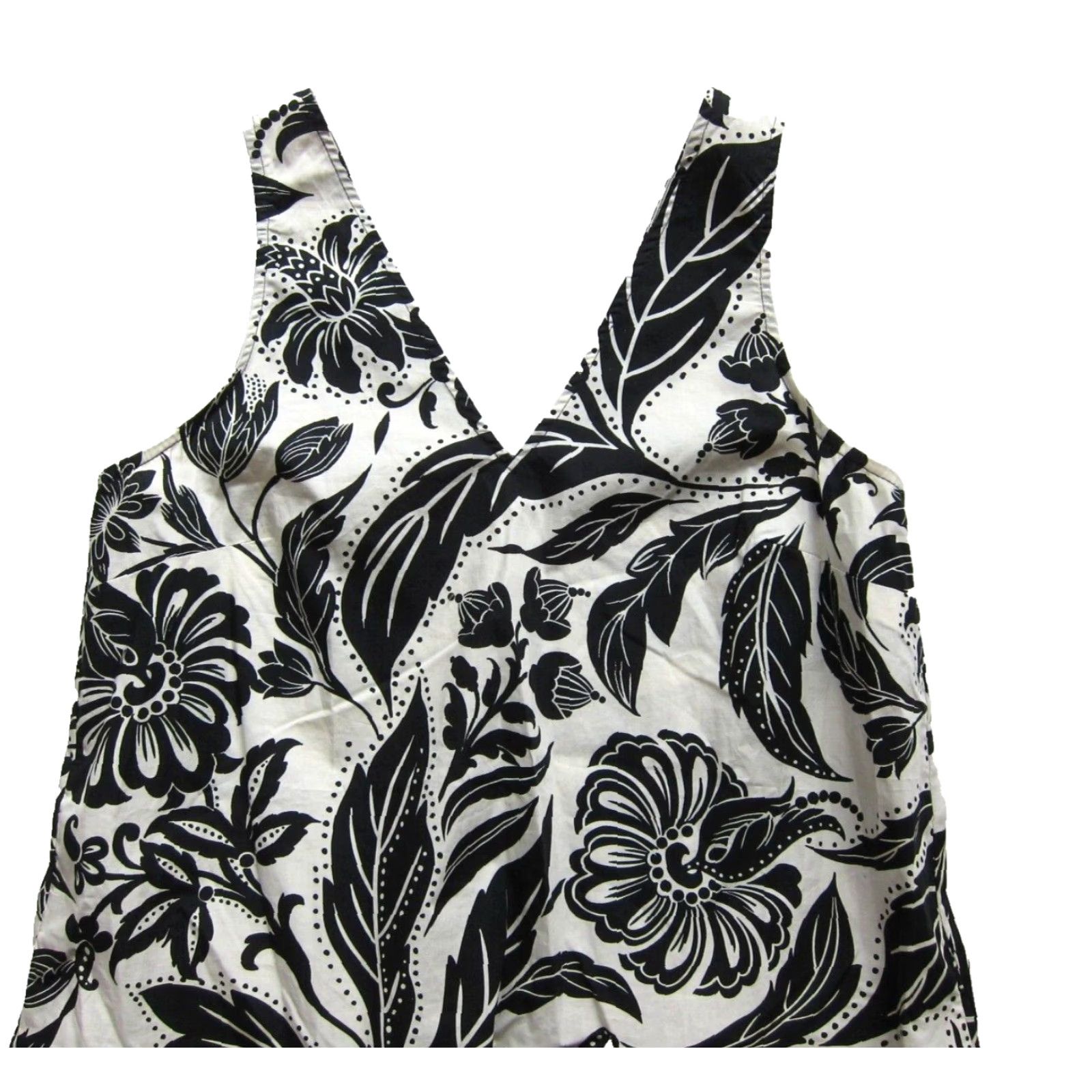Vintage VINTAGE Who What Wear 100% Cotton Ivory Black Floral Pocket Long Maxi Tank Dress Small Size S / US 4 / IT 40 - 5 Thumbnail