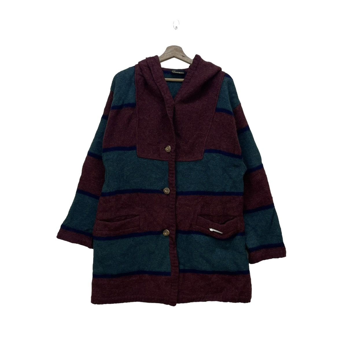Aran Isles Knitwear Vintage Designer Sigi Scheiber Mohair Stripe Hooded Jacket Size M / US 6-8 / IT 42-44 - 1 Thumbnail