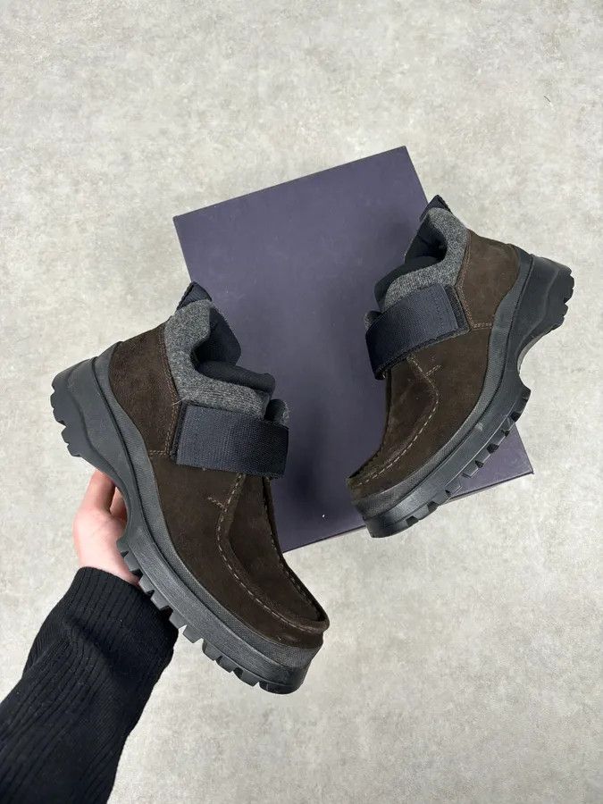Prada 2000s Prada Brown Suede Leather Velcro Boots Size US 7 / EU 40 - 1 Thumbnail