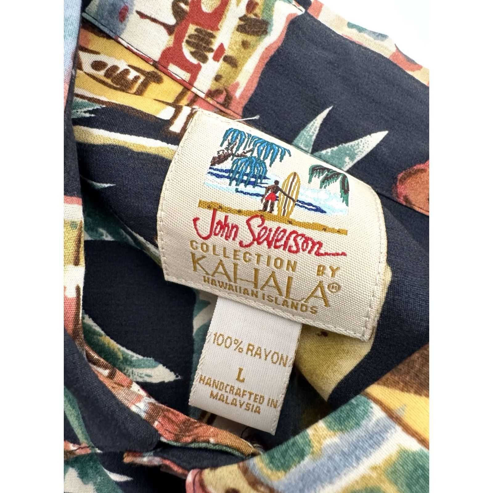 ALOHAS Kahala John Severson - NEW w TAG - BEACH TOWN Hawaiian Aloha L Shirt Shirt Mens L Black Hawaiian 90s Theme Boys Girls Size US L / EU 52-54 / 3 - 6 Thumbnail