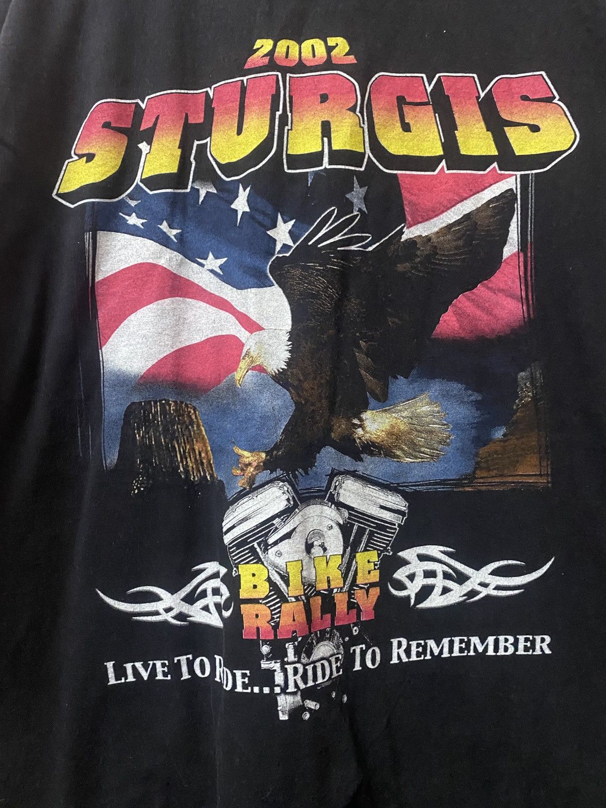Vintage Vintage STURGIS 2002 Bike Rally USA Flag Live To Ride Size US XL / EU 56 / 4 - 1 Thumbnail