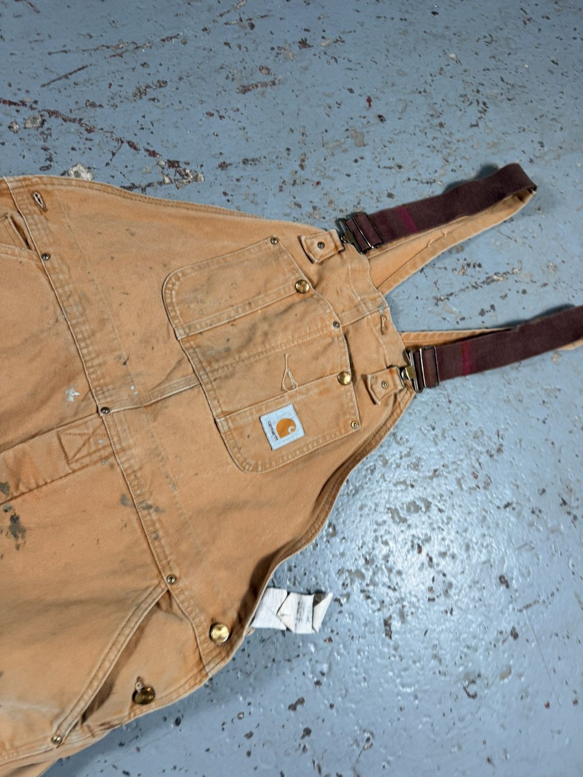 Carhartt Vintage Distressed Thrashed Faded Beige Carhartt Overalls Size US 42 / EU 58 - 4 Thumbnail