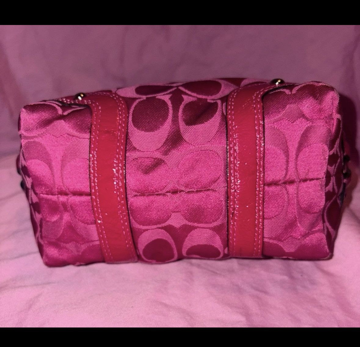 Coach Coach signature Carly pink fuchsia patent leather trim bag Size ONE SIZE - 3 Thumbnail