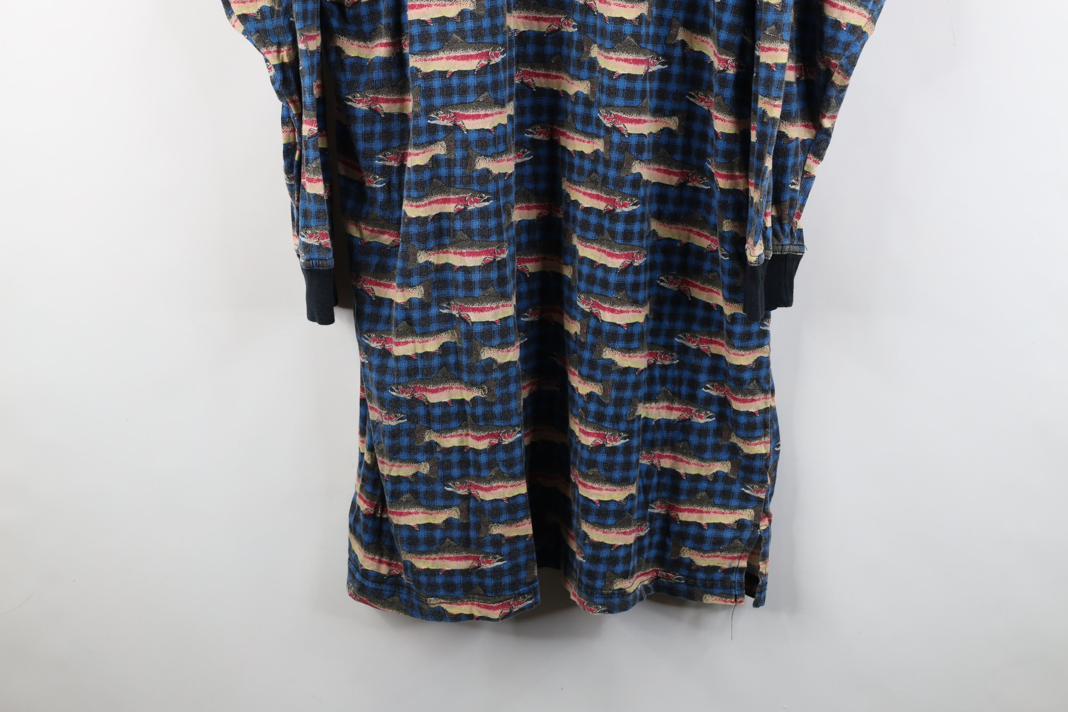 Vintage Vintage 90s Streetwear Fish All Print Night Sleep Gown Shirt Size XL / US 12-14 / IT 48-50 - 3 Thumbnail